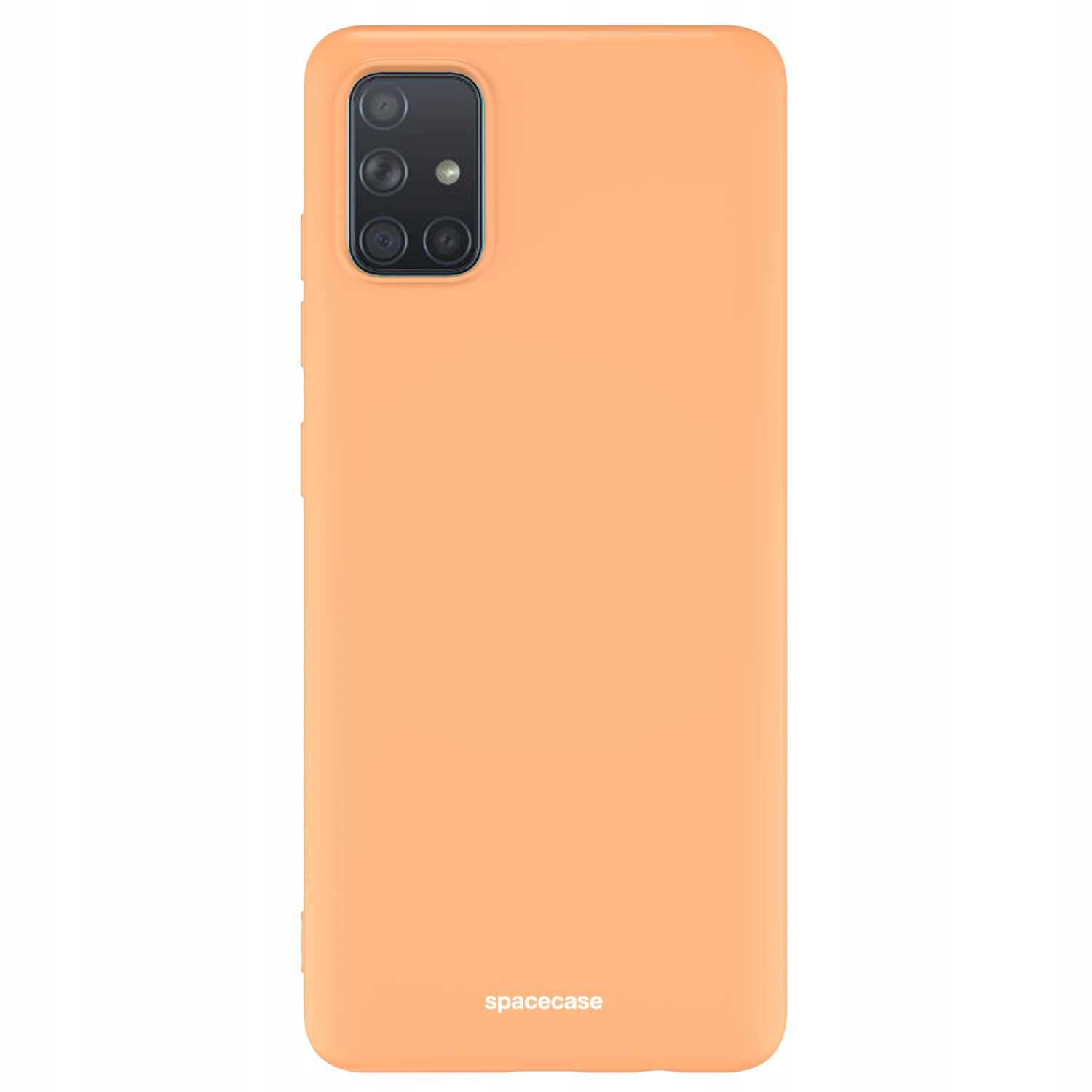 Pomarańczowe etui z modułem aparatu i marką 'spacecase'.