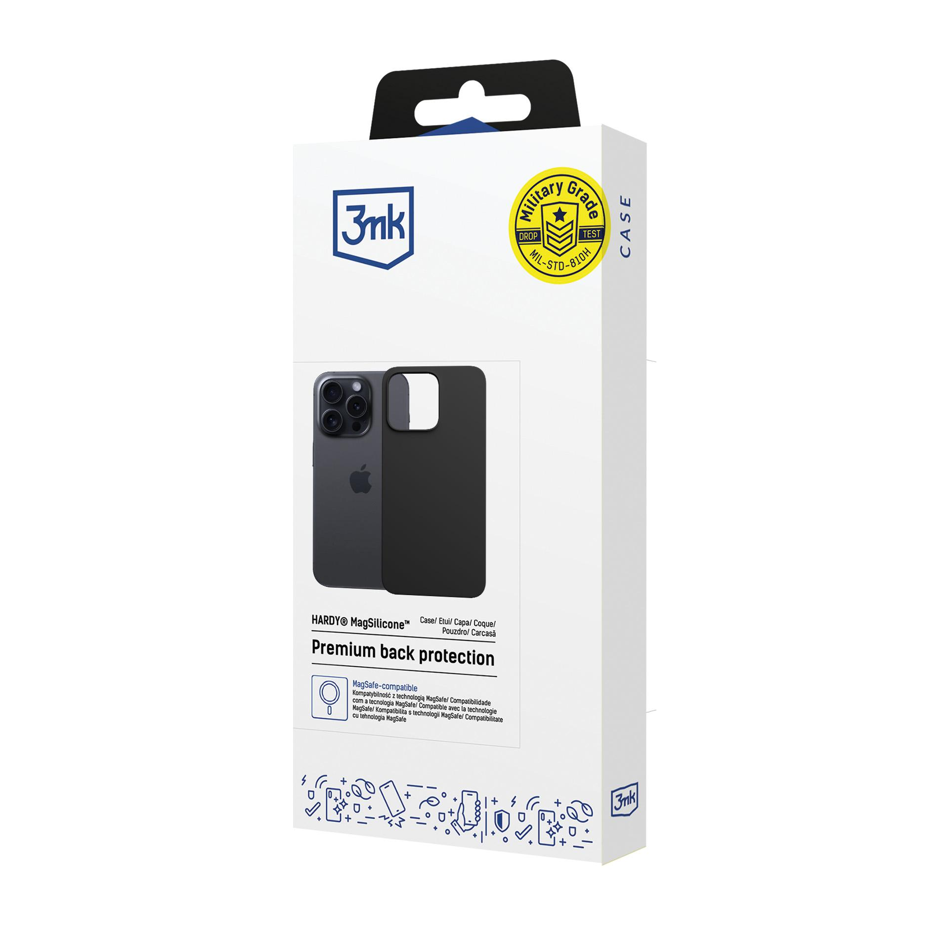 Pudełko na etui na telefon z widocznym telefonem i etui. Tekst na pudełku mówi 'Premium back protection'.