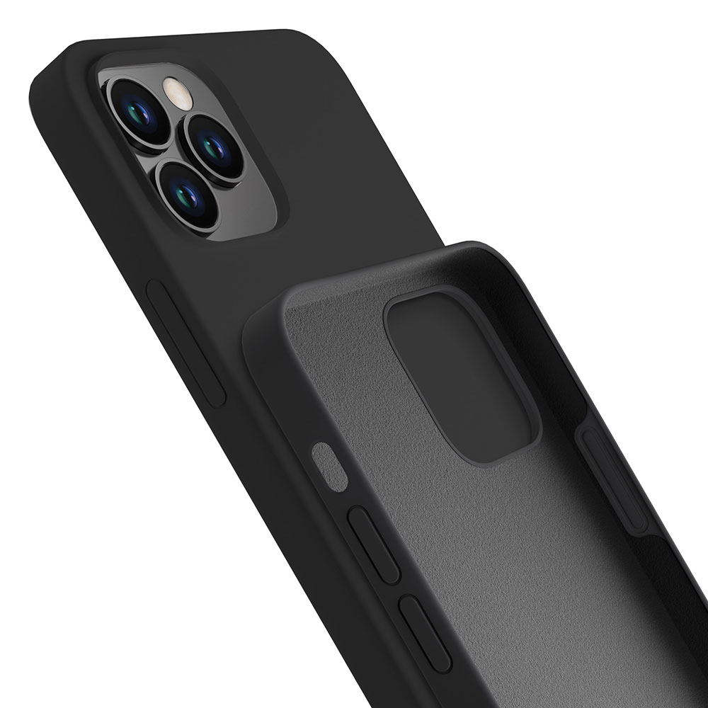 Zbliżenie czarnego etui z widocznymi obiektywami aparatu. Widoczne jest również wnętrze etui.