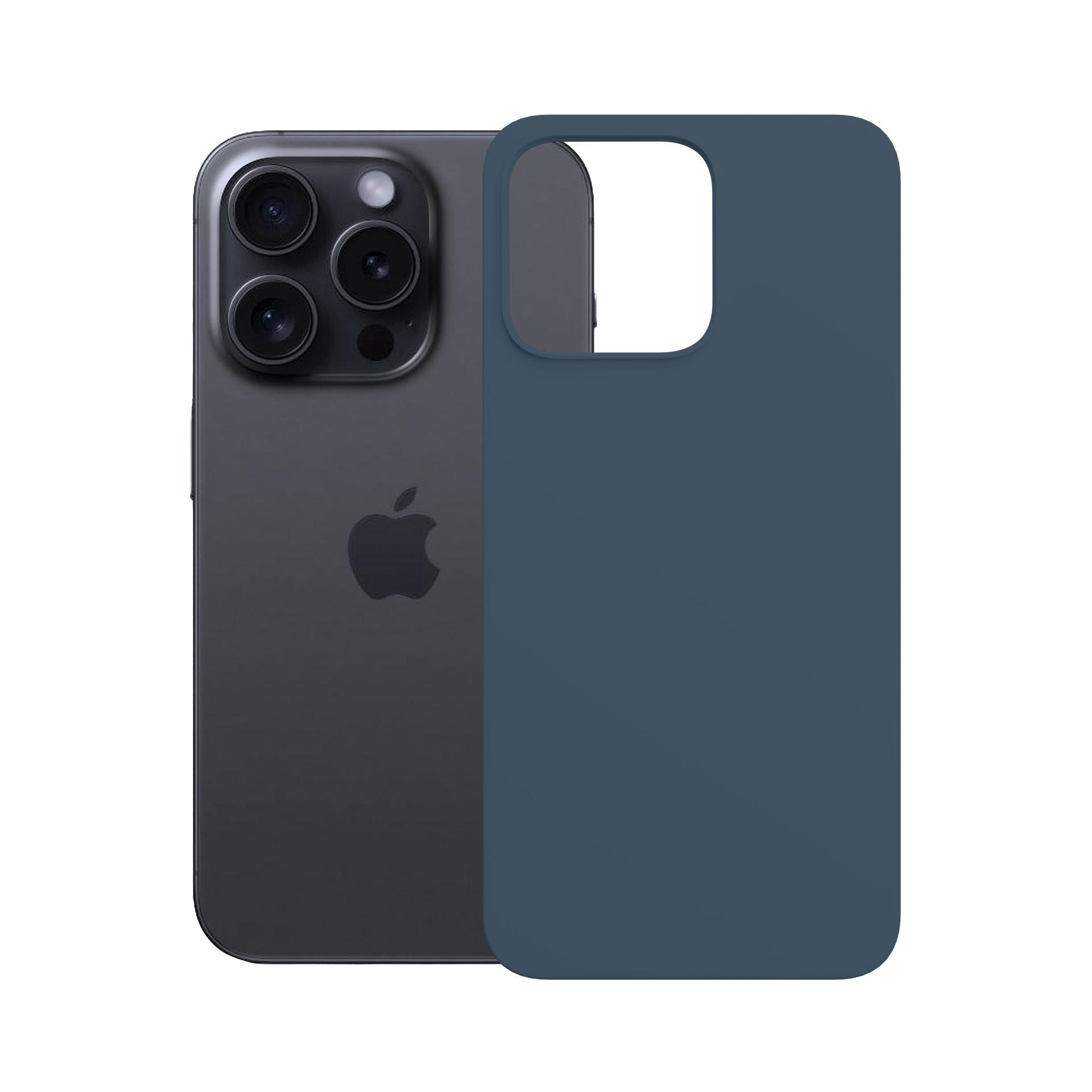 Granatowe etui na telefon jest prezentowane obok nowoczesnego smartfona, podkreślając jego design i funkcje ochronne na białym tle.