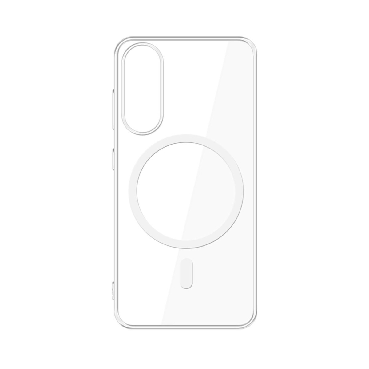 Custodia trasparente. La custodia ha un ritaglio circolare e un anello magnetico.