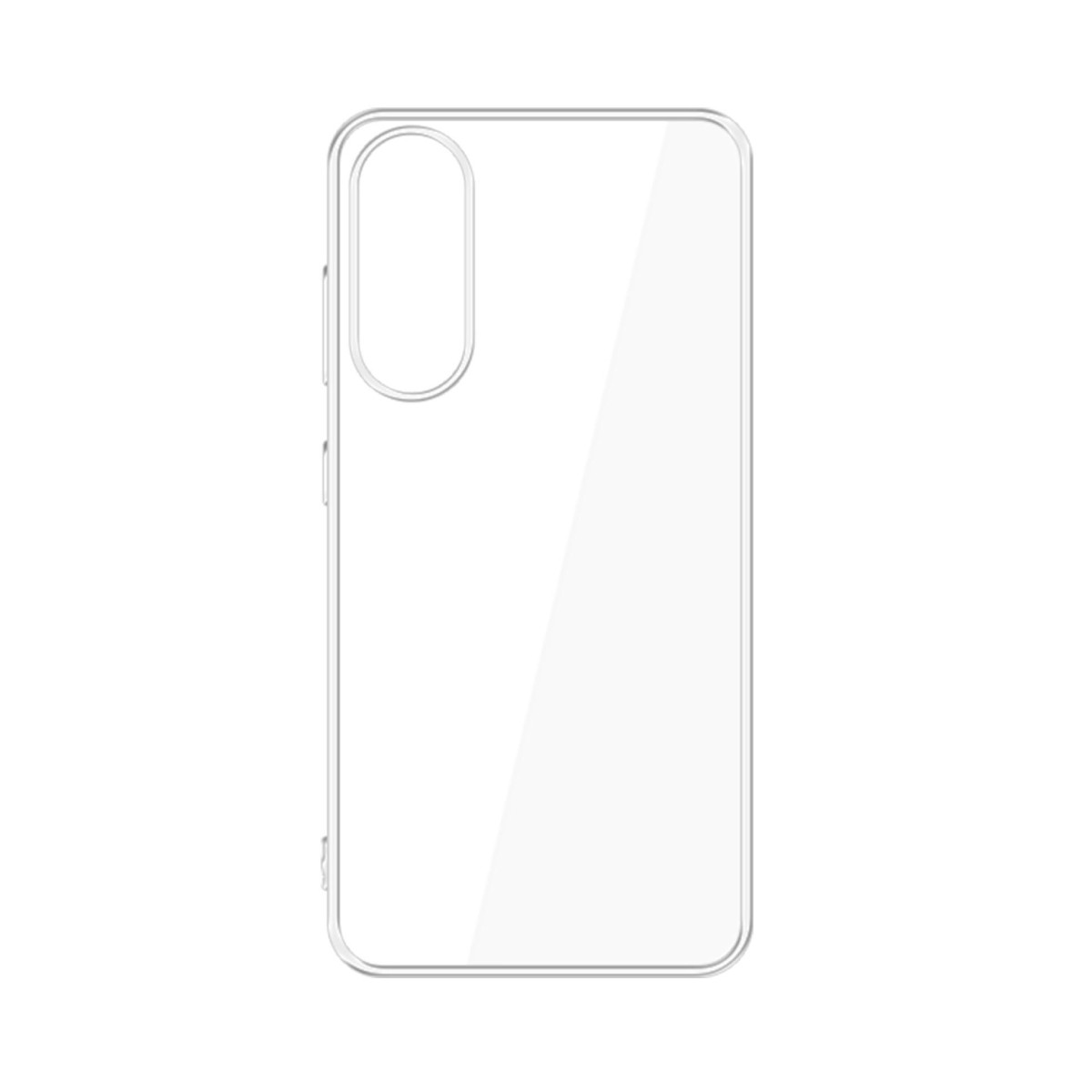 L'immagine mostra una custodia per telefono trasparente, evidenziandone la trasparenza e il design minimalista.