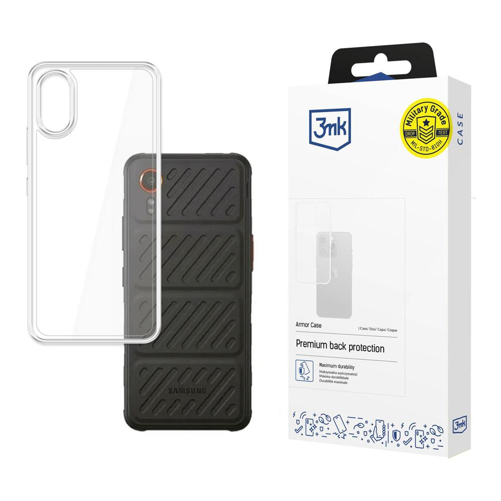 Czarny telefon jest wyświetlany obok przezroczystego etui na telefon i opakowania produktu na białym tle.