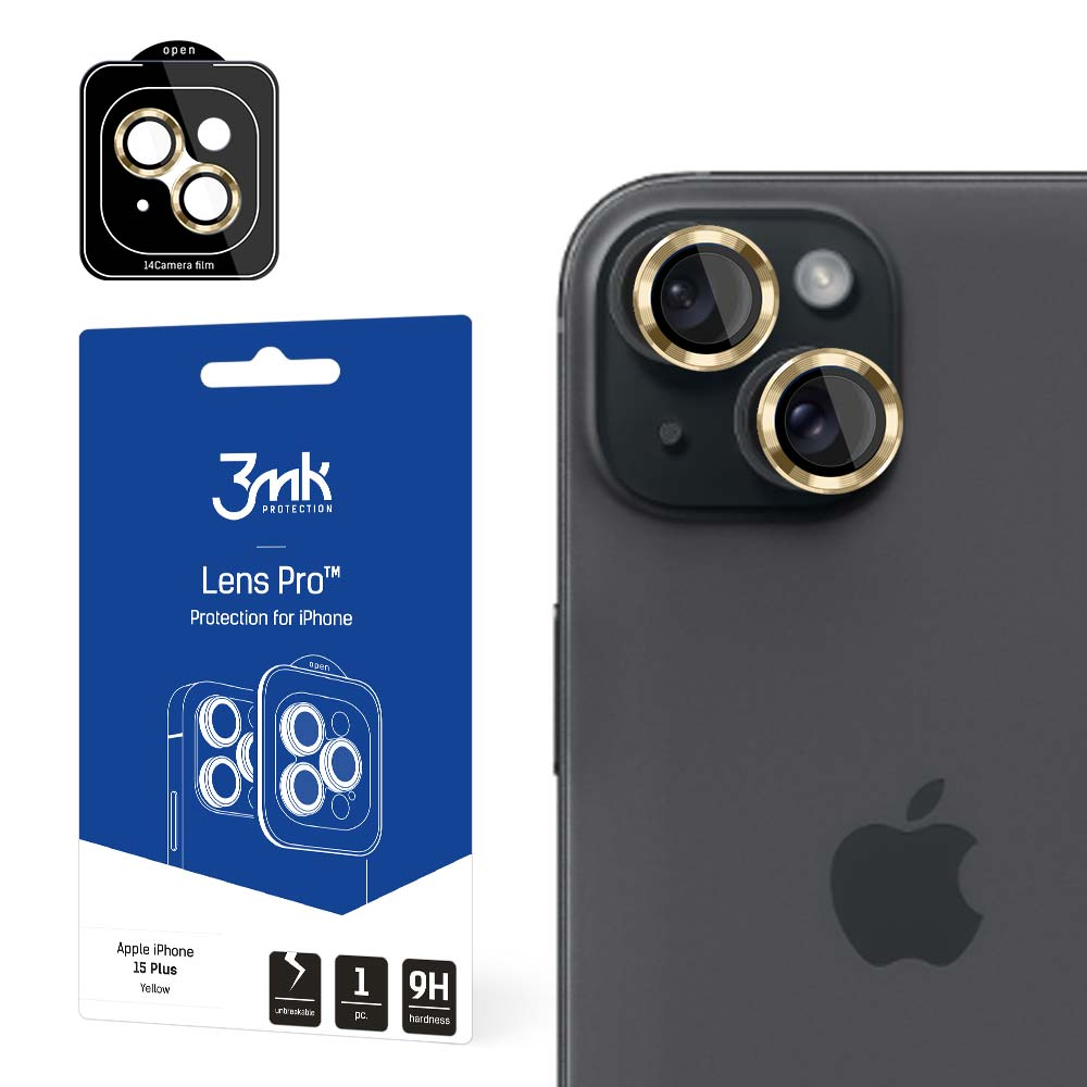 Protezioni per l'obiettivo e telefono, evidenziando la protezione della fotocamera e i dettagli del design.