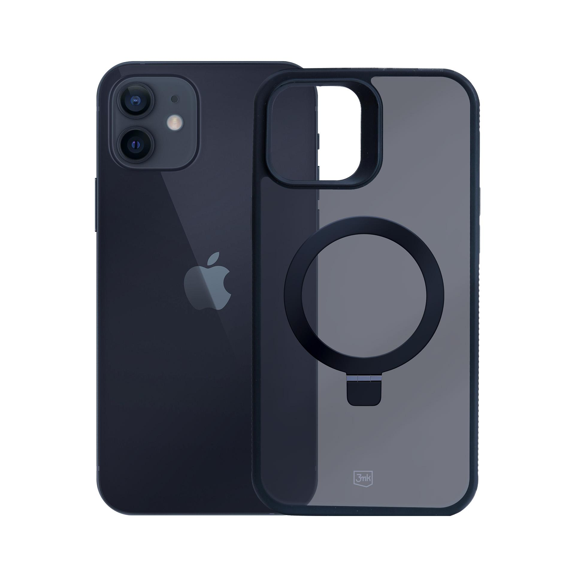 iPhone i szare etui na białym tle.