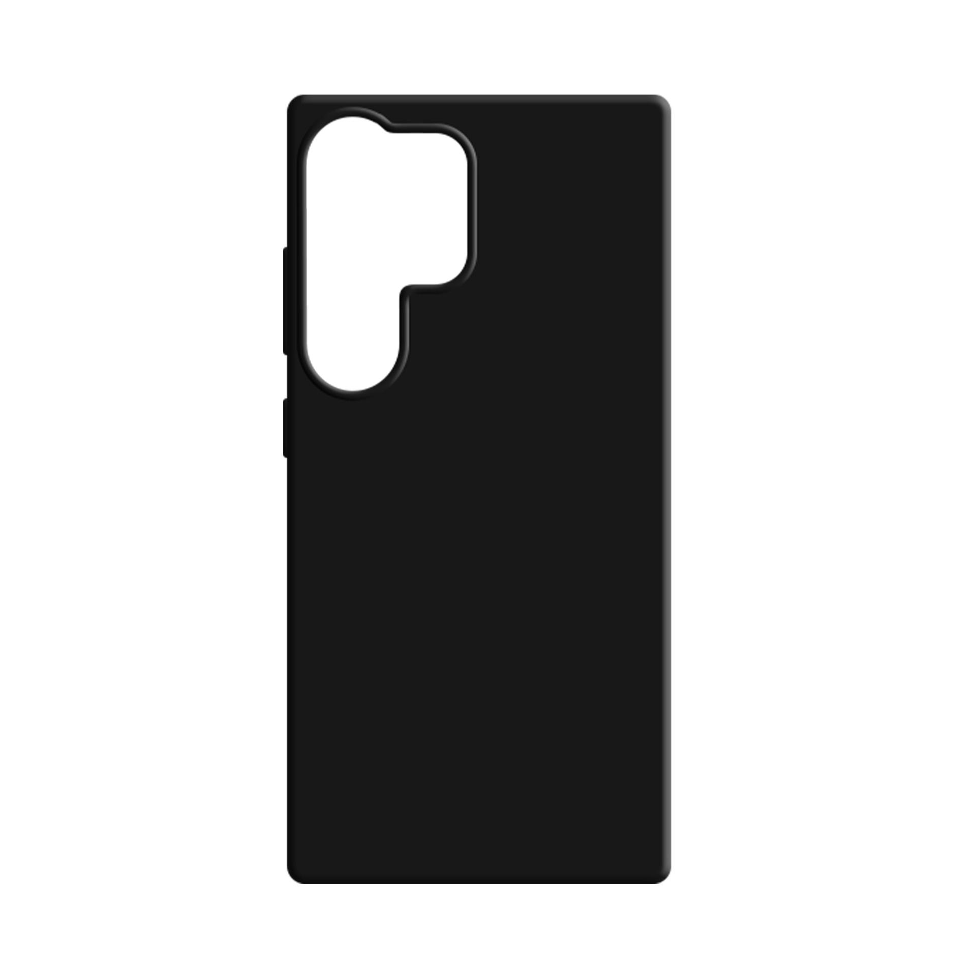 Czarne etui na telefon z wycięciem na obiektywy aparatu.