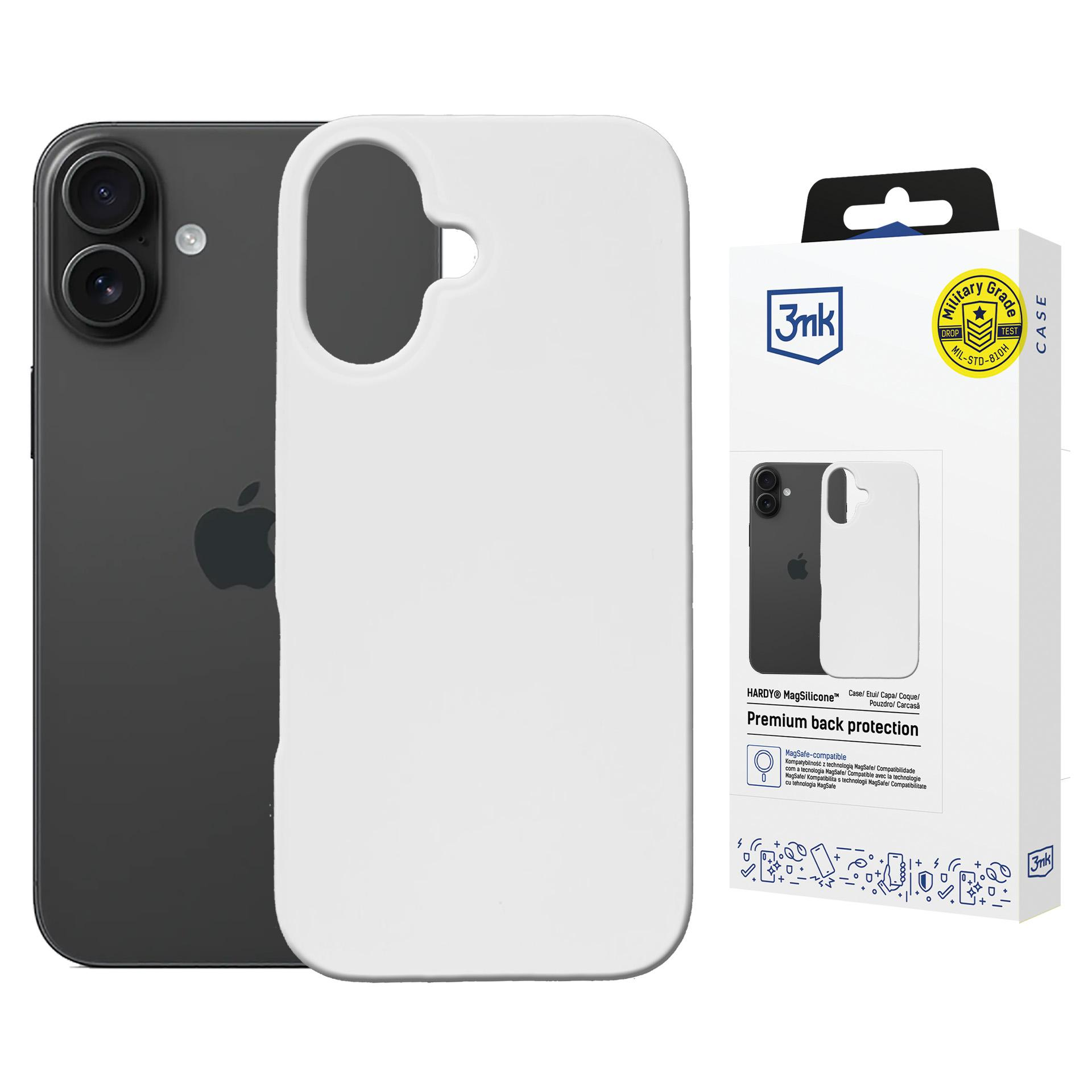 Czarny iPhone 12 obok białego etui na telefon i jego opakowania.