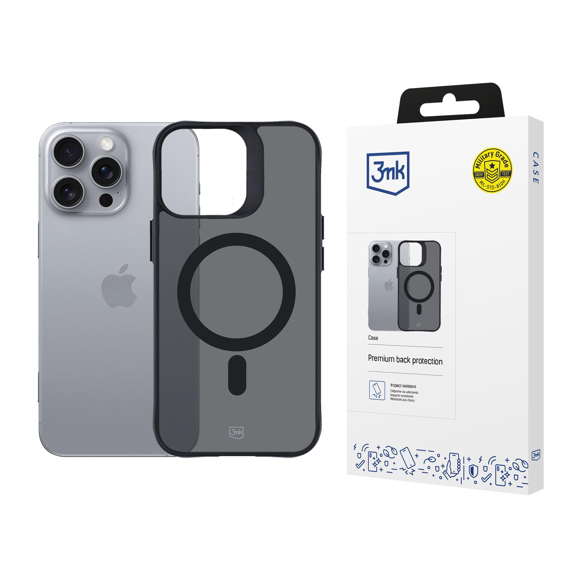 Szary iPhone obok etui. Etui jest szare i ma okrąg.