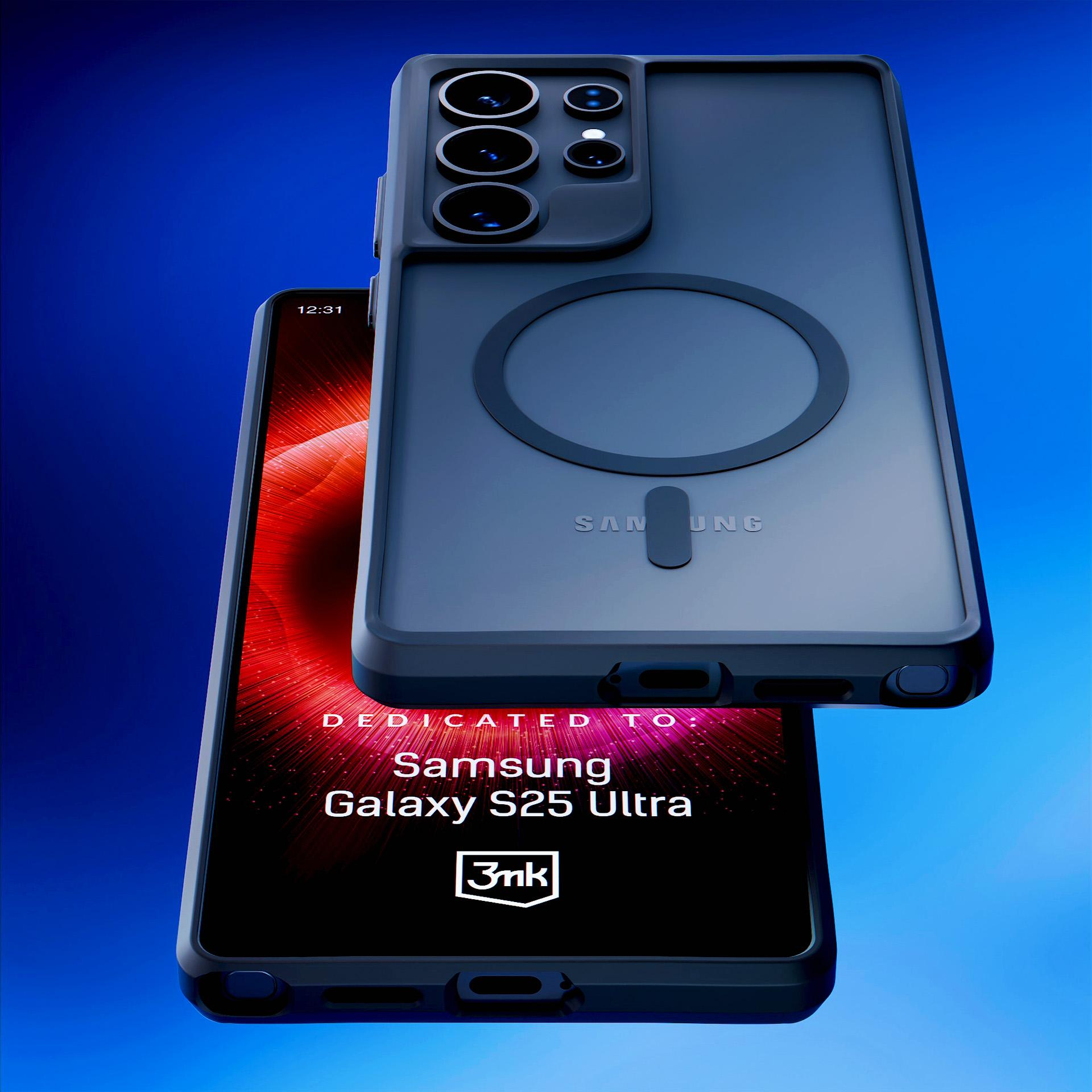 Telefon z etui na telefonie wyświetlającym ekran. Oba na niebieskim tle.