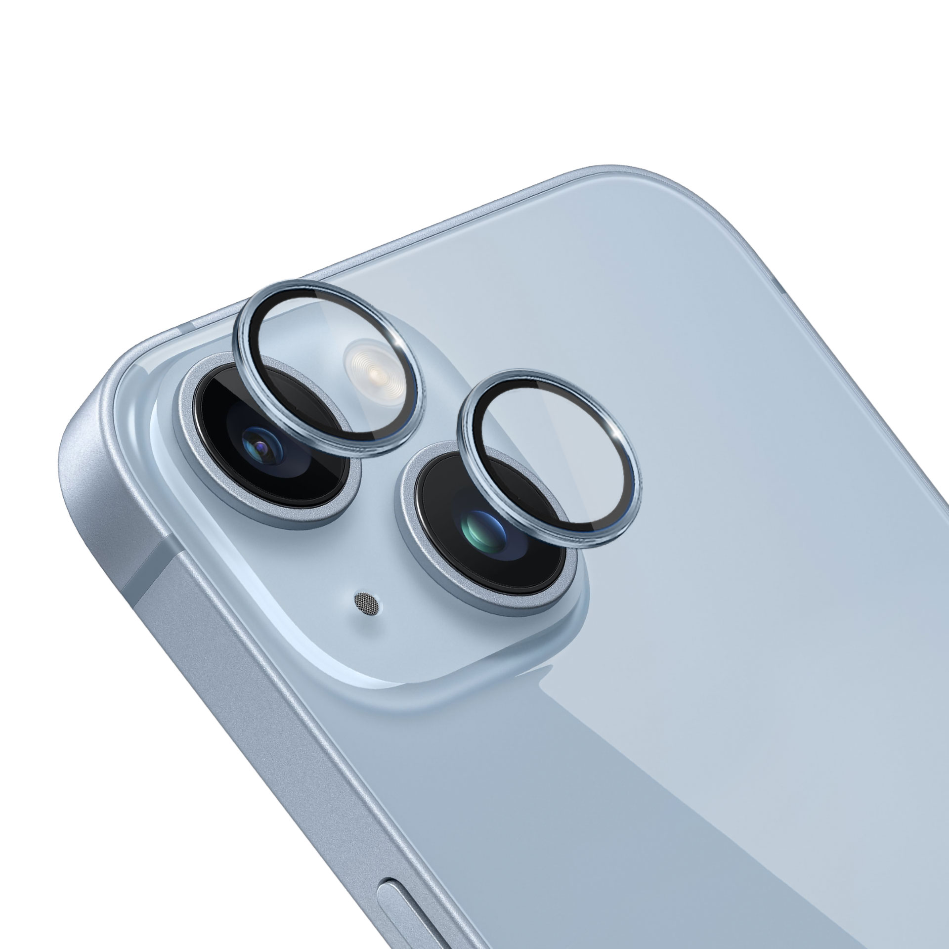 Telefon z osłonami obiektywów na dwóch obiektywach aparatu, podkreślający elegancki wygląd i ochronę.