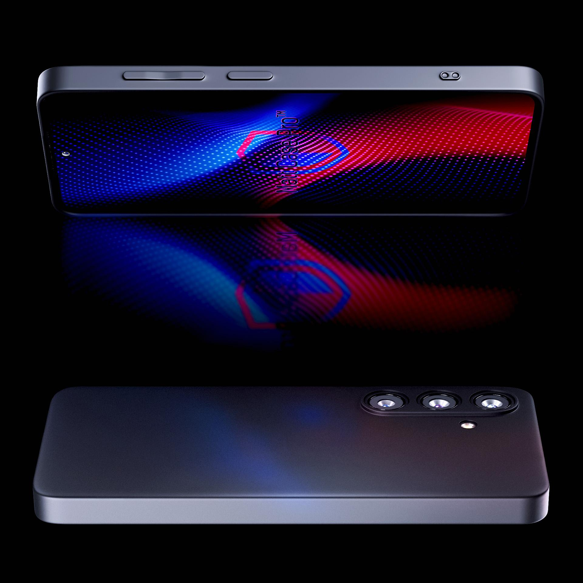 Ciemnoszary smartfon z kolorowym ekranem odbija się na czarnej powierzchni.