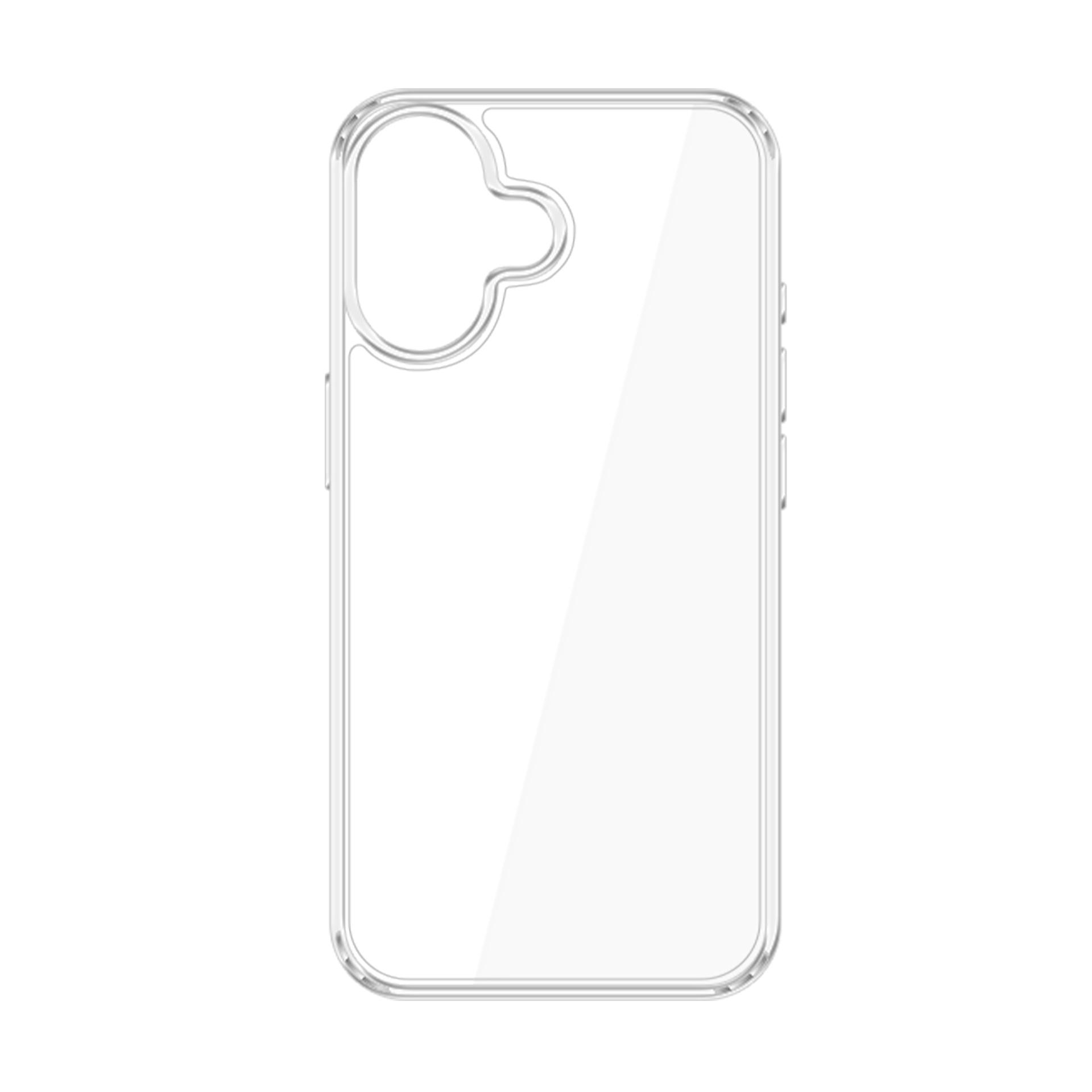 Przezroczyste etui na telefon na białym tle, pokazujące jego przezroczystą konstrukcję.