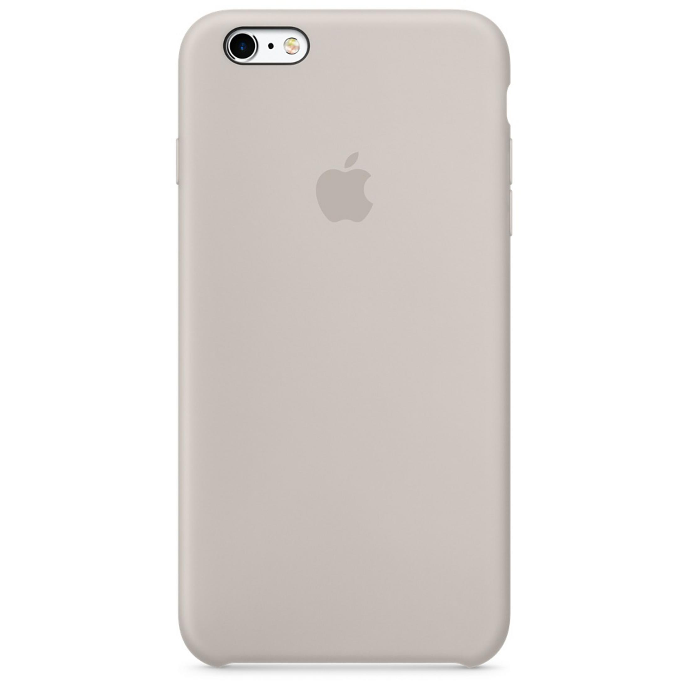 Custodia beige per iPhone con logo Apple.