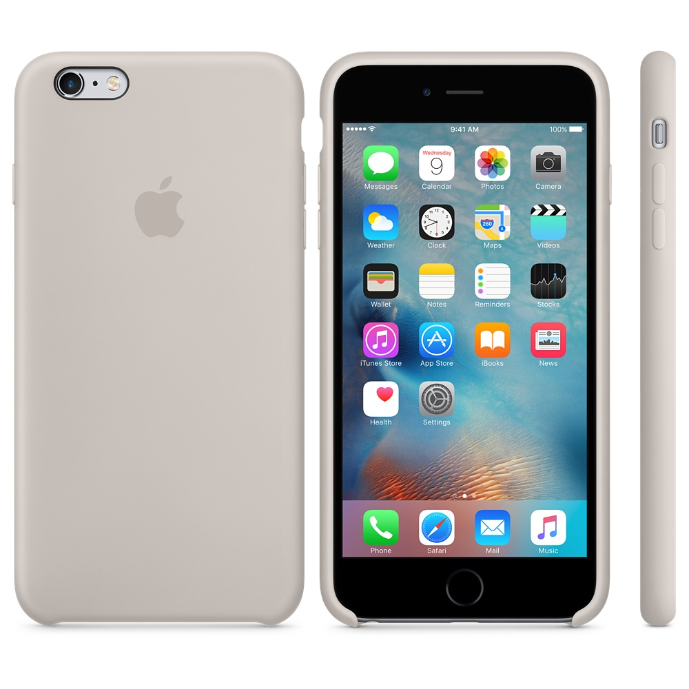 Una custodia color crema per telefono su un iPhone, che mostra le app sullo schermo e il lato della custodia.