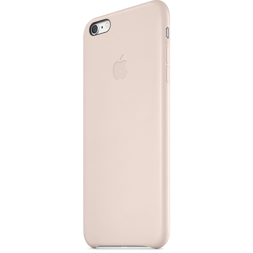 Retro iPhone in custodia rosa chiaro. Il logo Apple è visibile. La custodia copre il telefono.