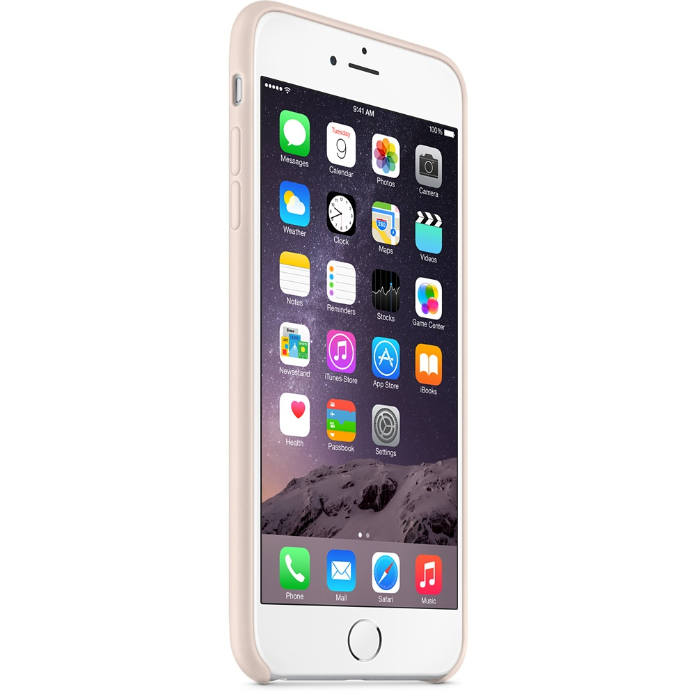iPhone con custodia rosa chiaro. Lo schermo mostra la schermata iniziale con le app. La custodia copre il telefono.