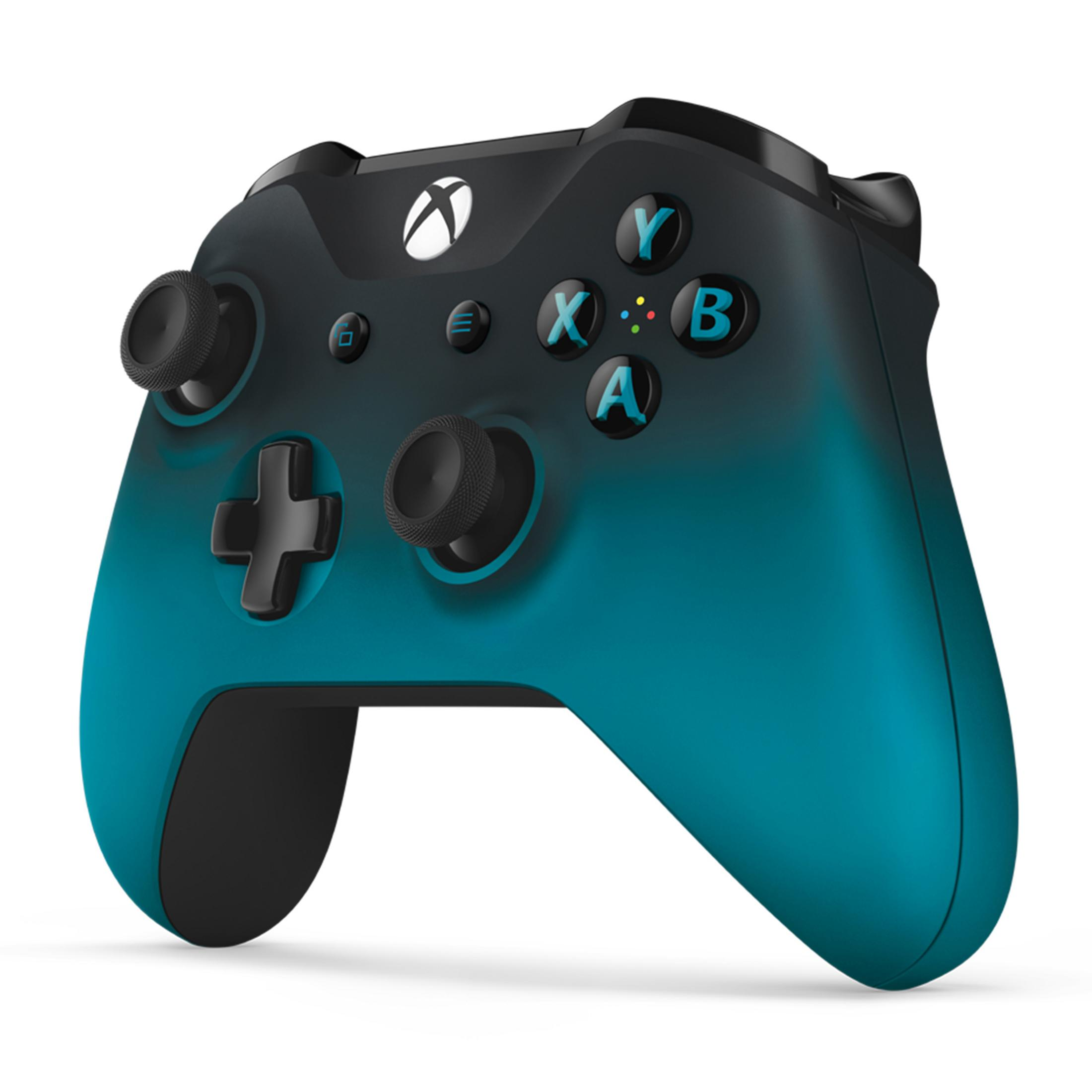 Blau-schwarzer Xbox-Controller. Die Tasten sind mit X, Y, A und B beschriftet.