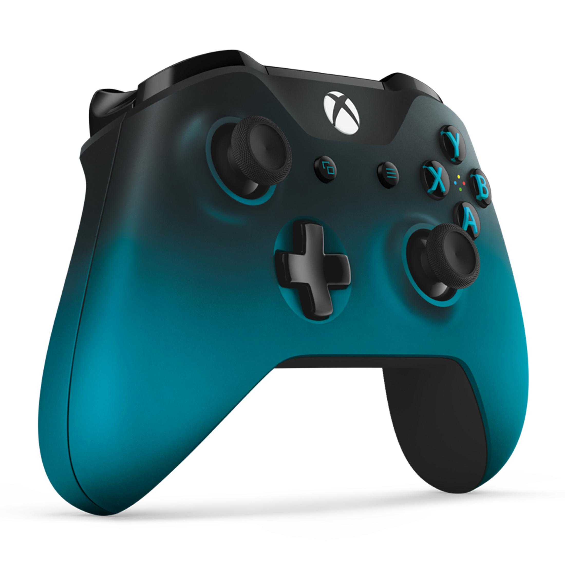 Blau-schwarzer Xbox-Controller. Die Tasten sind mit X, Y, A und B beschriftet.