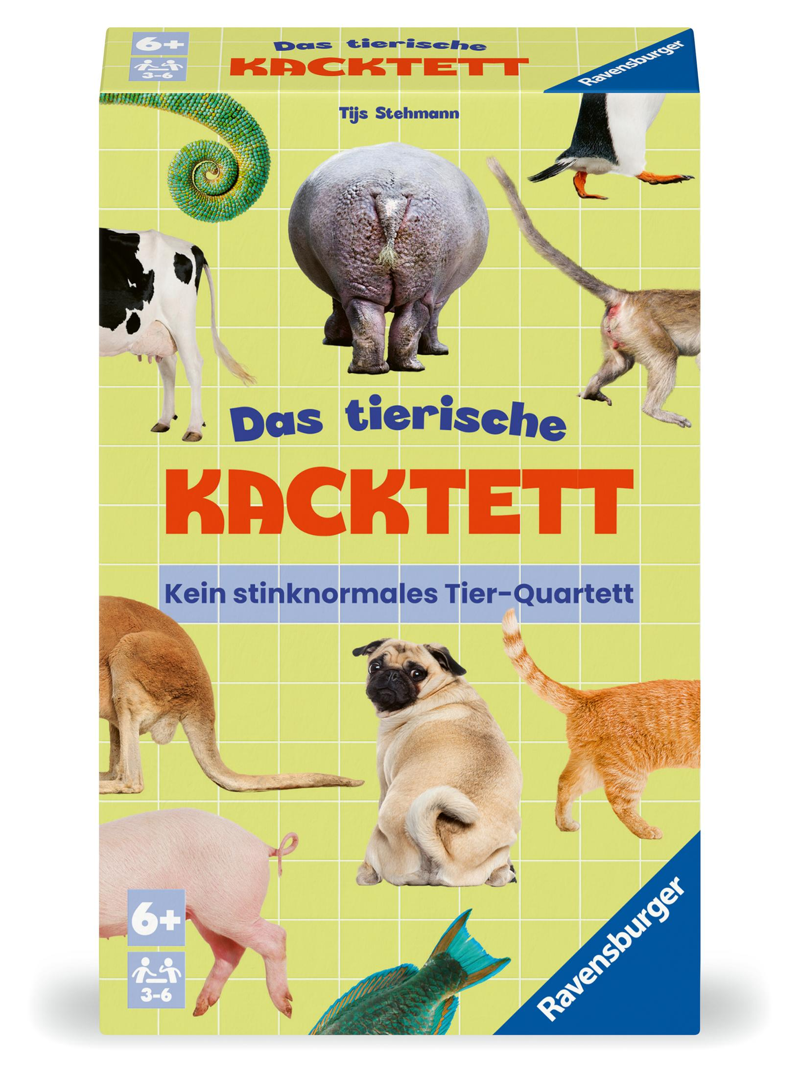 Buntes Kinderbuchcover mit Tierillustrationen und deutschem Text. Das Buch steht aufrecht.