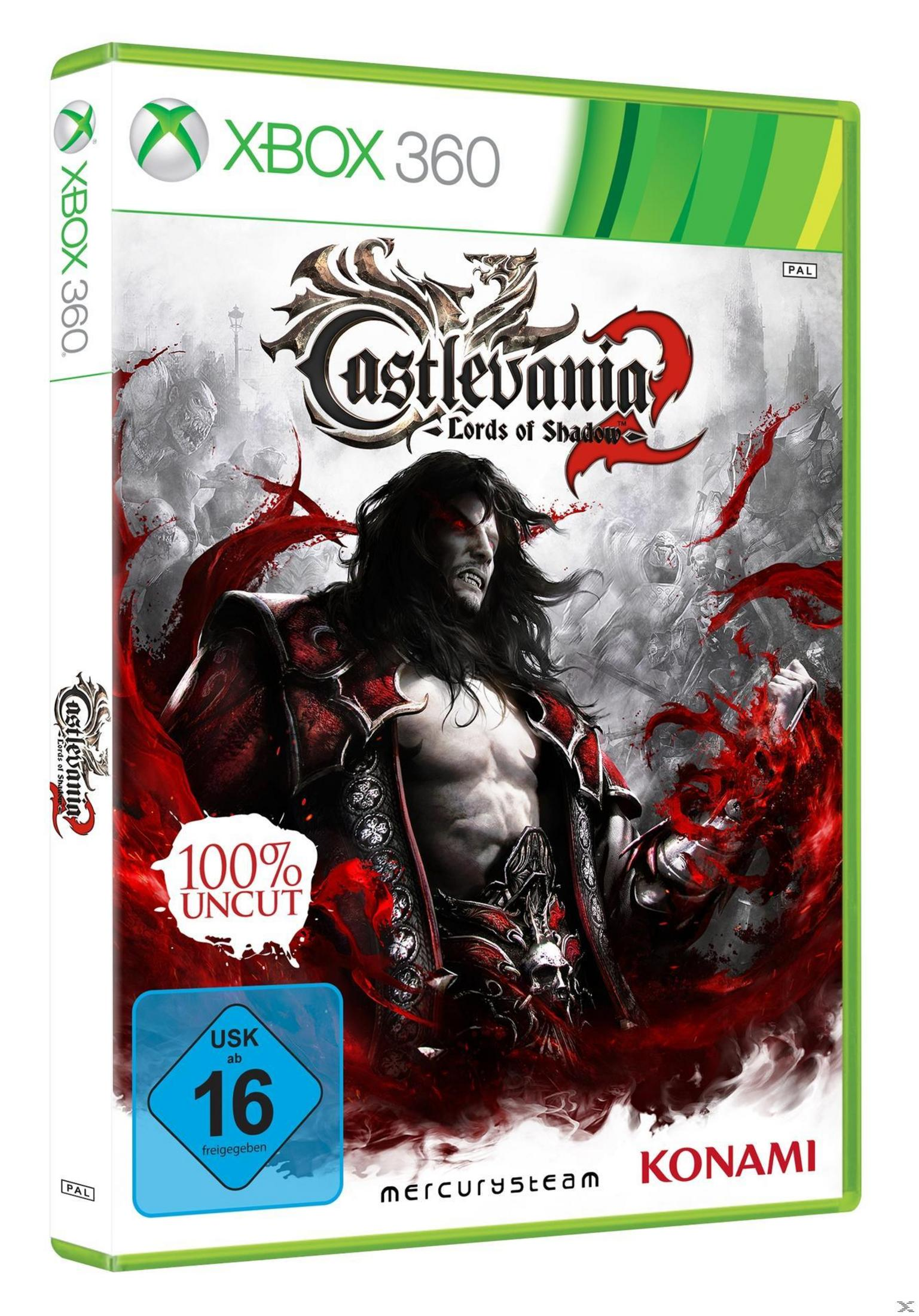 Spielcover mit einer dunklen Gestalt mit roten Augen und langen Haaren, umgeben von einer blutigen Szene, mit Xbox 360-Branding.