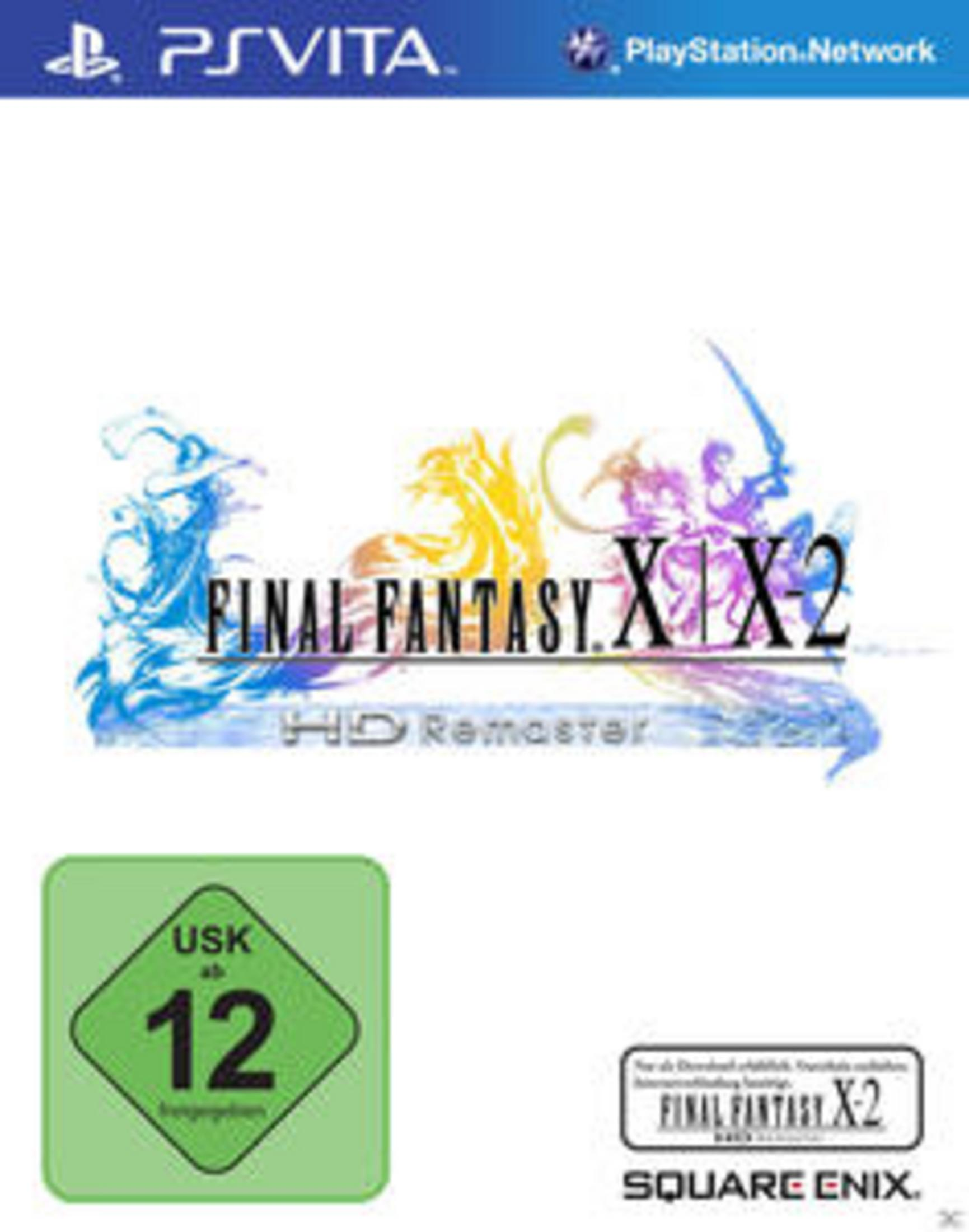 Final Fantasy X/X-2 HD Remaster Spielbox für PS Vita, mit Spielkunst und Logo.