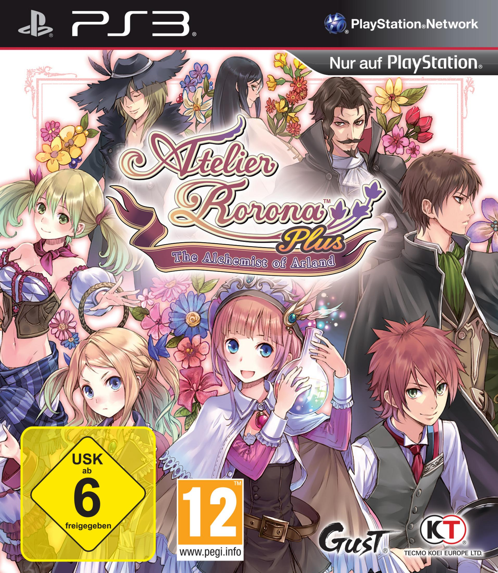 PS3-Spielcover: Atelier Korona Plus, mit Anime-Charakteren und farbenfrohen Blumendesigns.