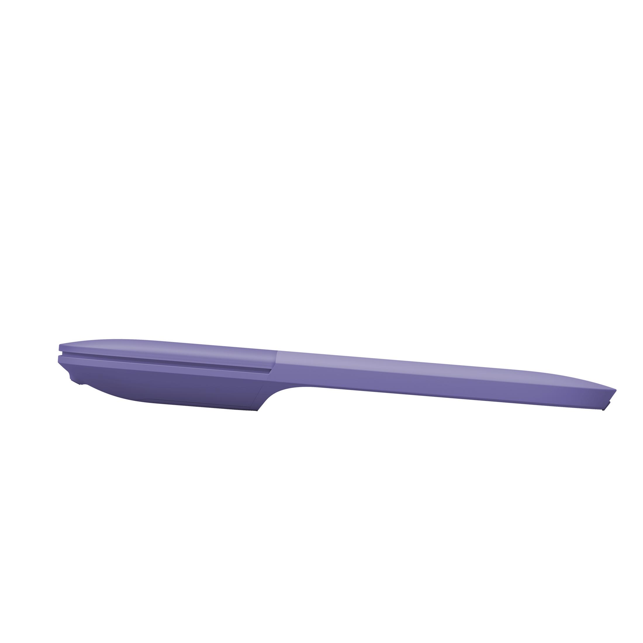 Un mouse piatto viola. È un prodotto Microsoft.