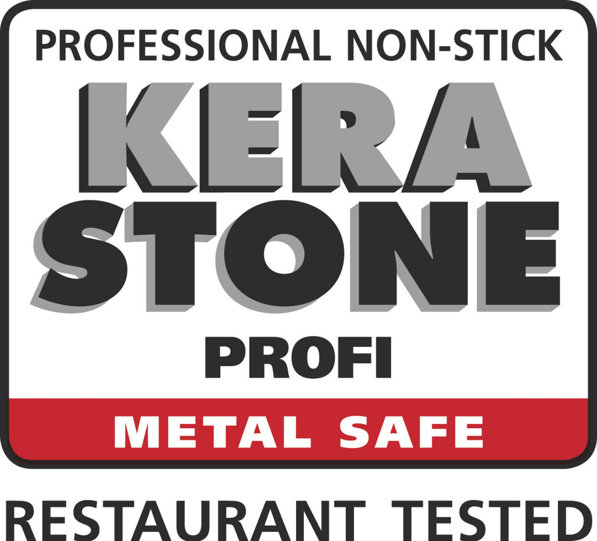 Ein schwarzes und rotes Etikett mit weißem Text, der Kera Stone Profi Metal Safe sagt.