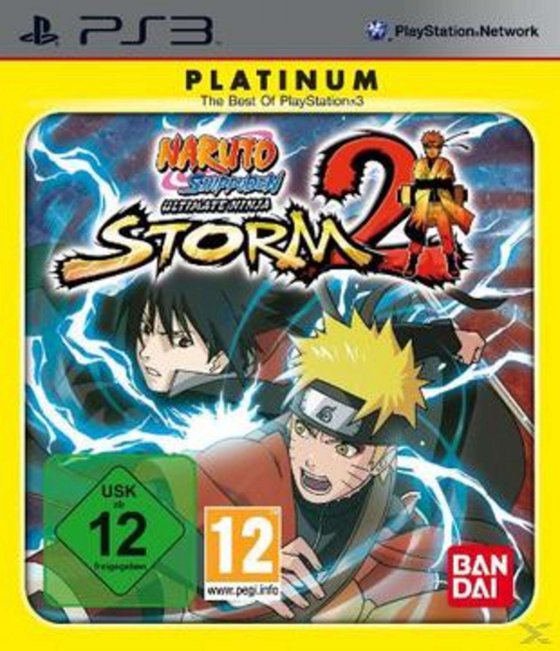 Das Cover des PS3-Spiels Naruto Shippuden Ultimate Ninja Storm 2 mit Naruto und Sasuke.