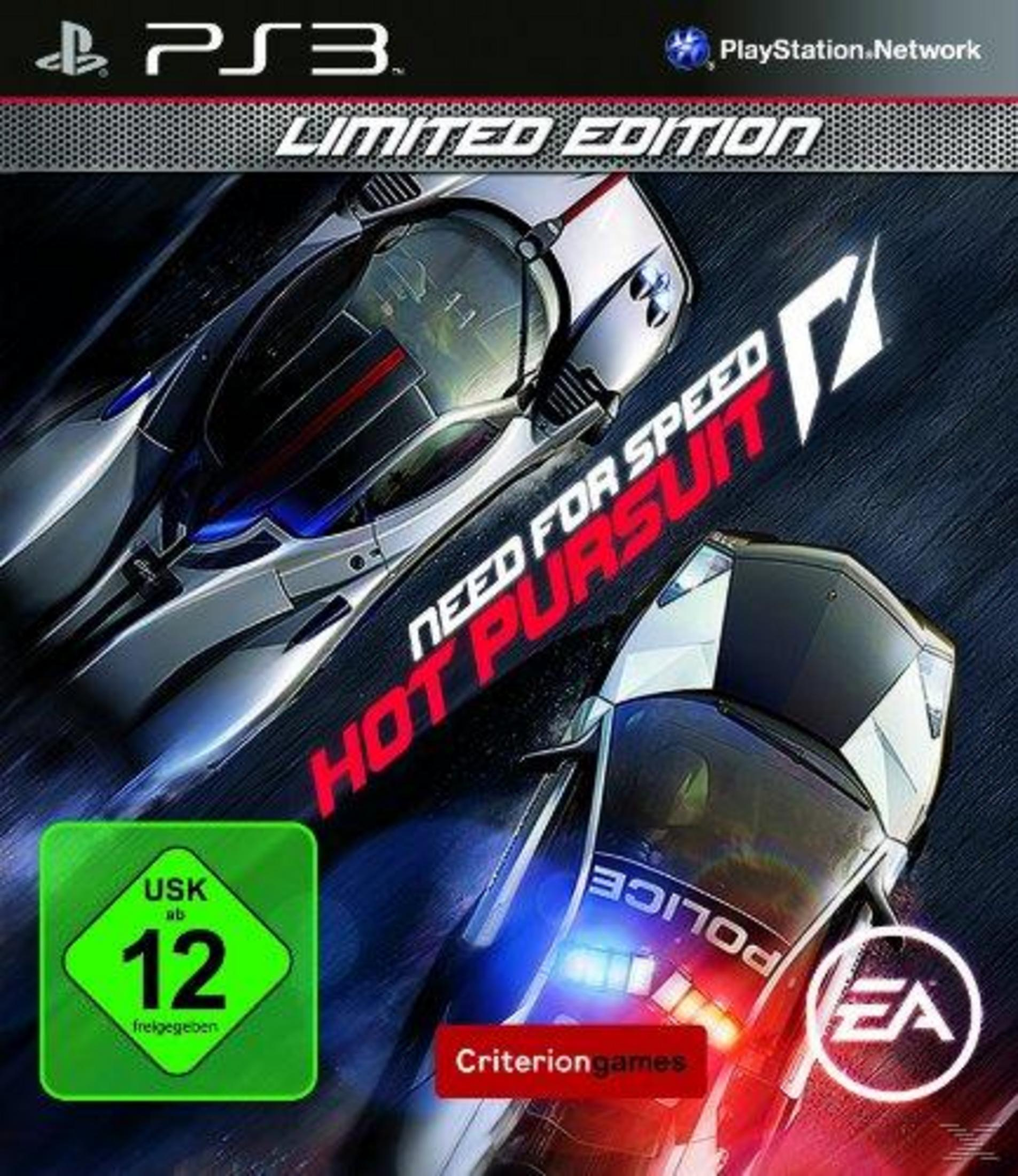 Need for Speed: Hot Pursuit Limited Edition-Spielcover für PS3. Zwei Sportwagen abgebildet.