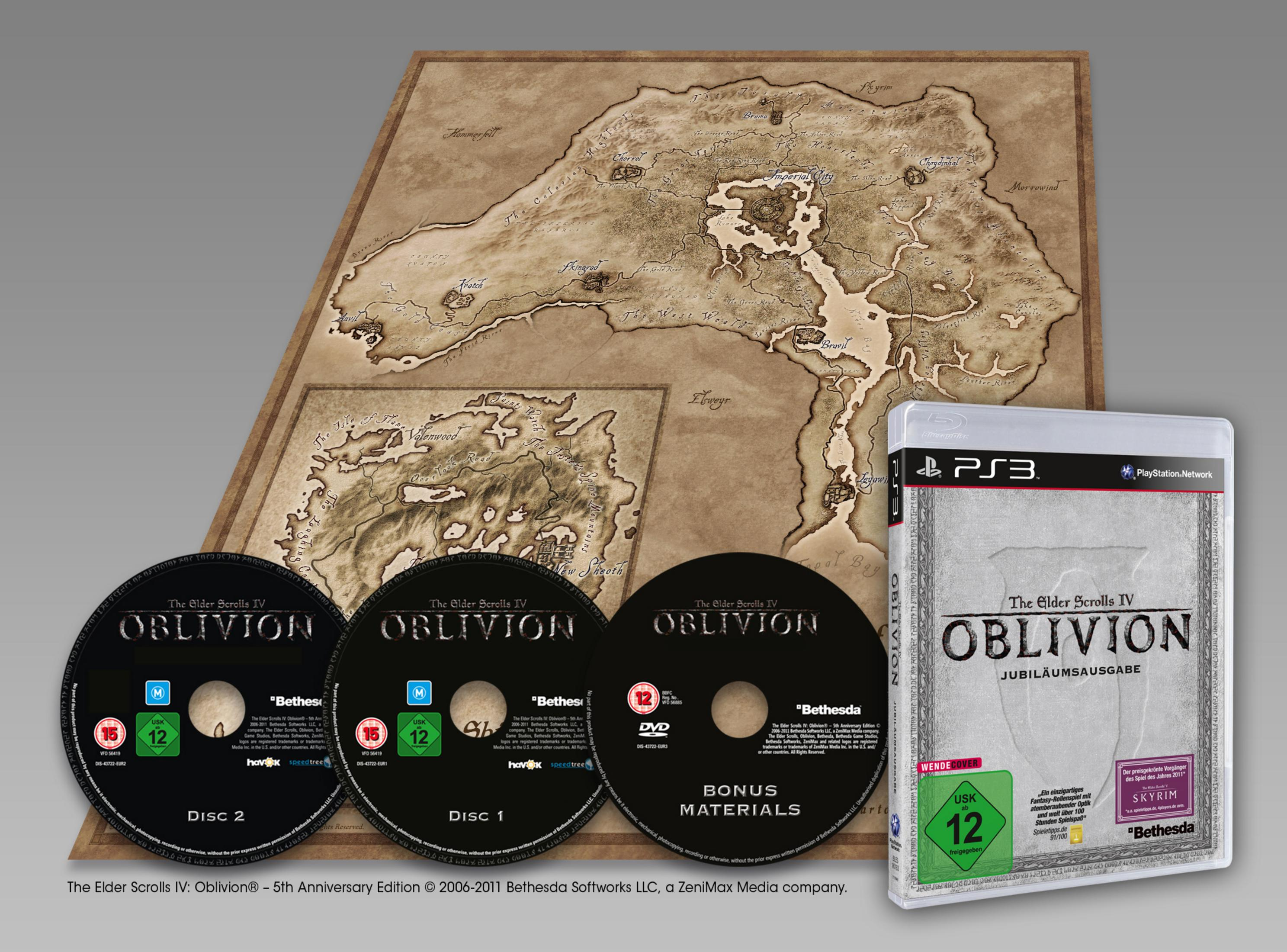 Das Elder Scrolls IV: Oblivion 5th Anniversary Edition Spiel. Enthält Karte, Discs und Spielcover.
