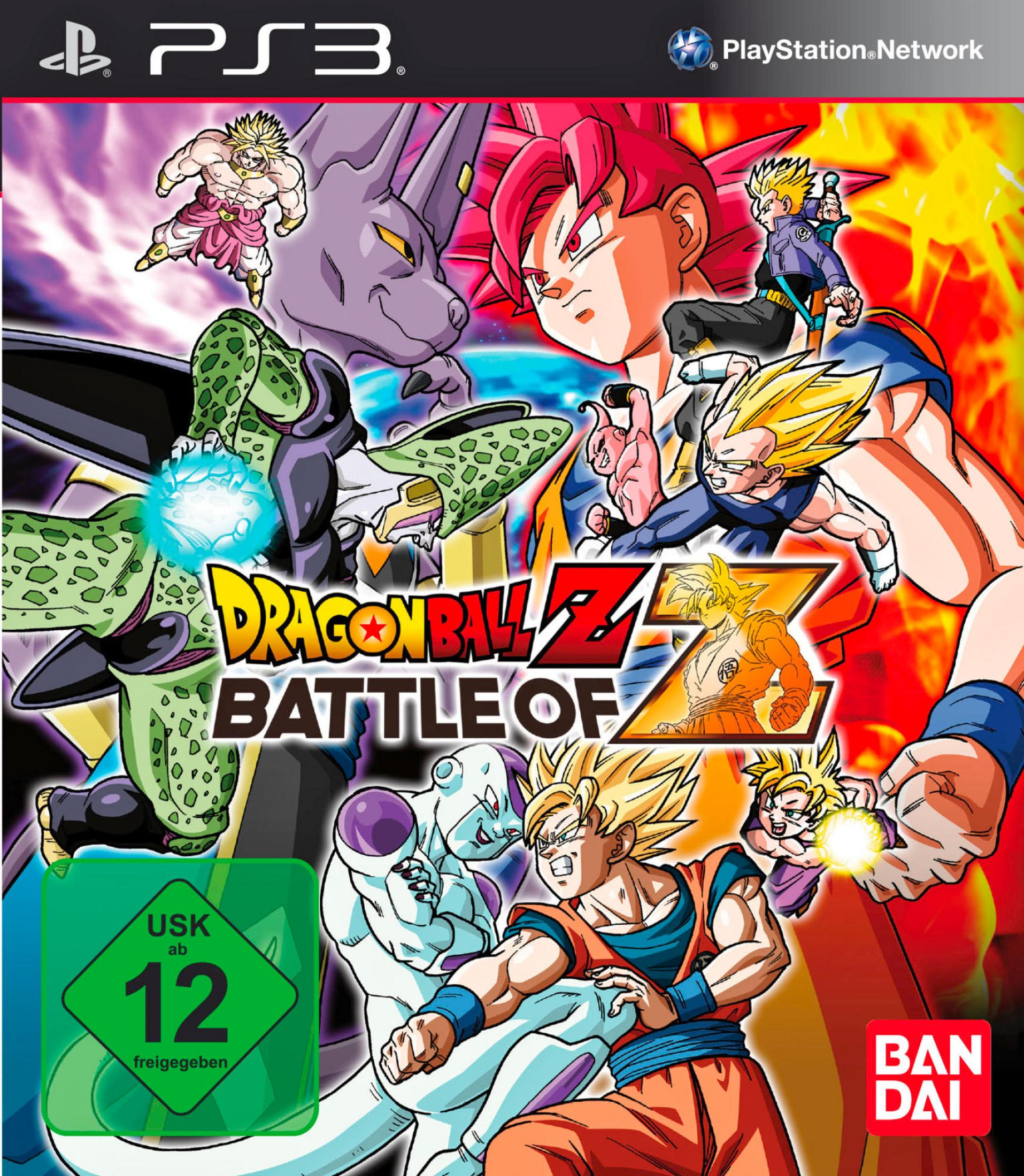 Dragon Ball Z: Battle of Z-Spielcover mit mehreren Charakteren in Action-Posen und dem Spiellogo.