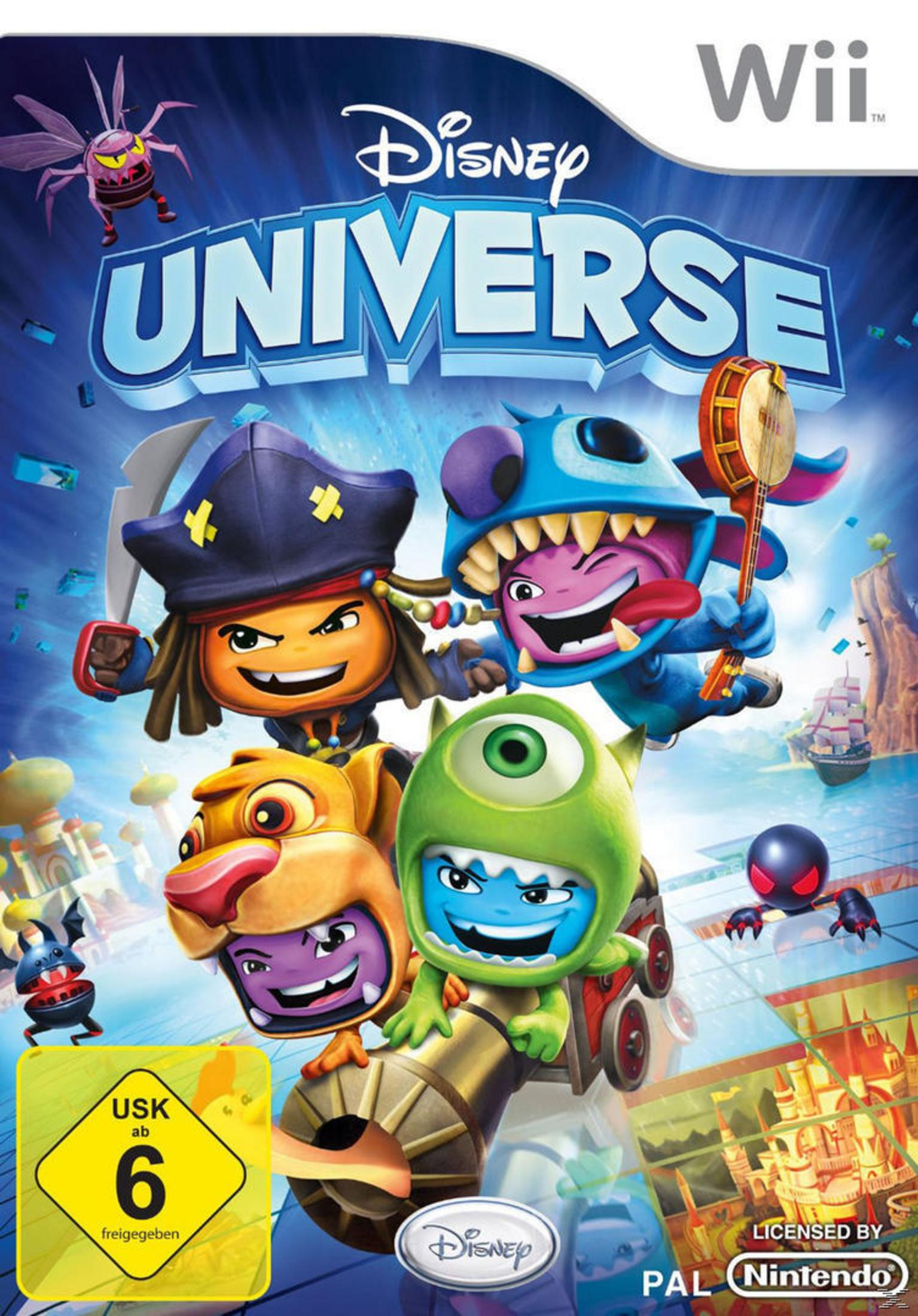 Disney Universe Wii-Spielcover mit Zeichentrickfiguren in Kostümen.