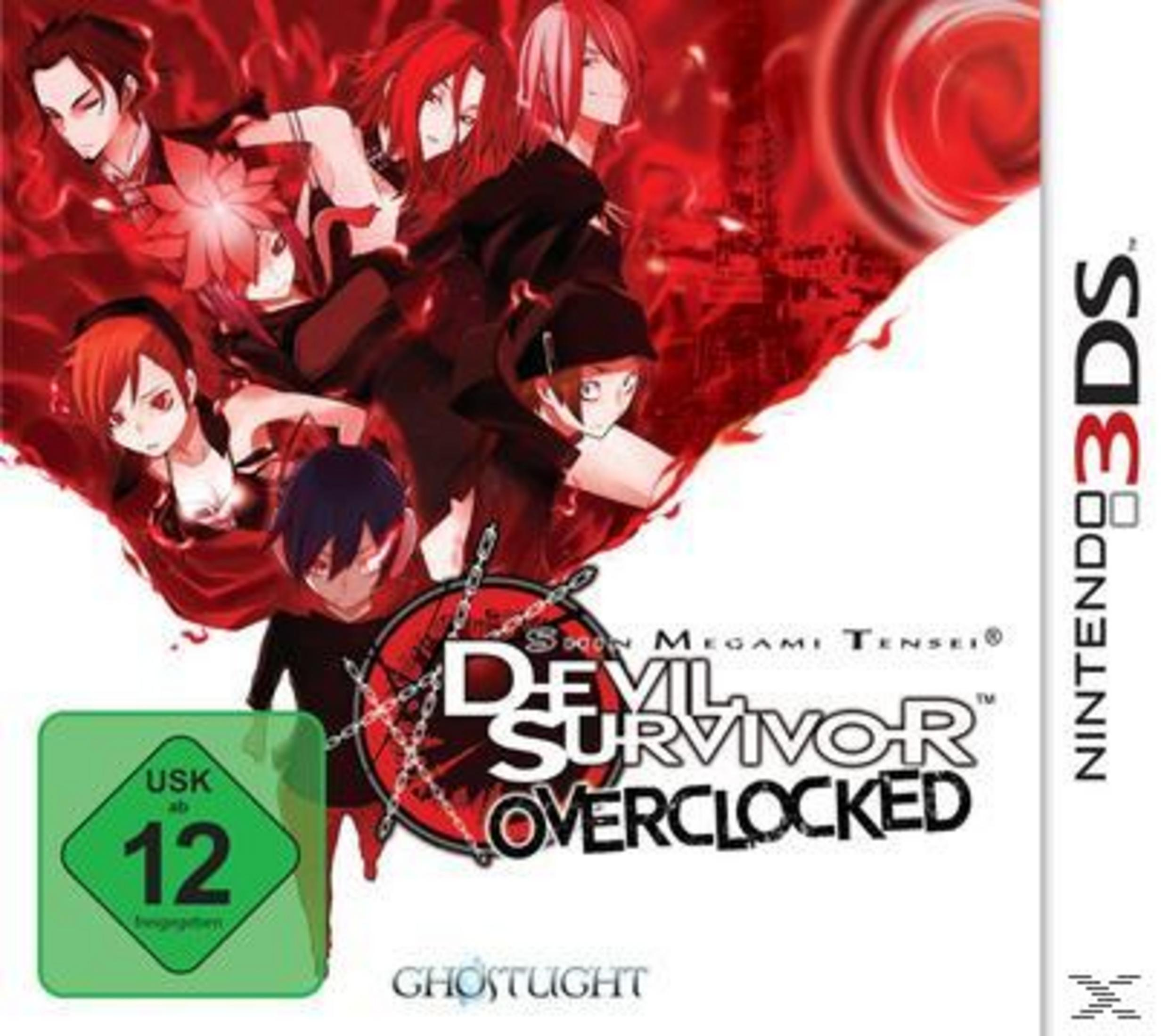 Shin Megami Tensei: Devil Survivor Overclocked Nintendo 3DS-Spielcover mit Anime-Figuren.