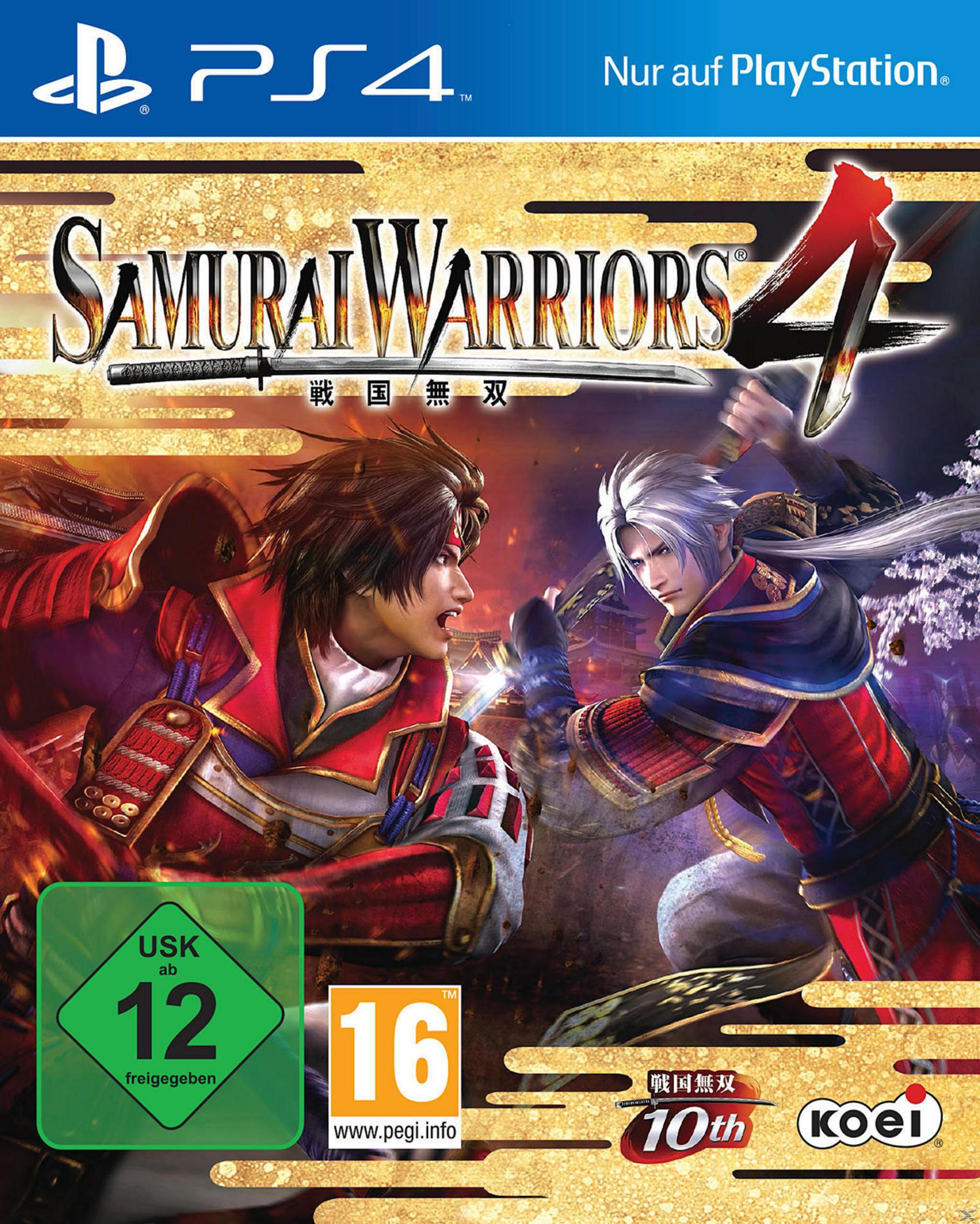 Samurai Warriors 4-Spielbox. Zwei Männer in Rüstung stehen sich mit Schwertern gegenüber.