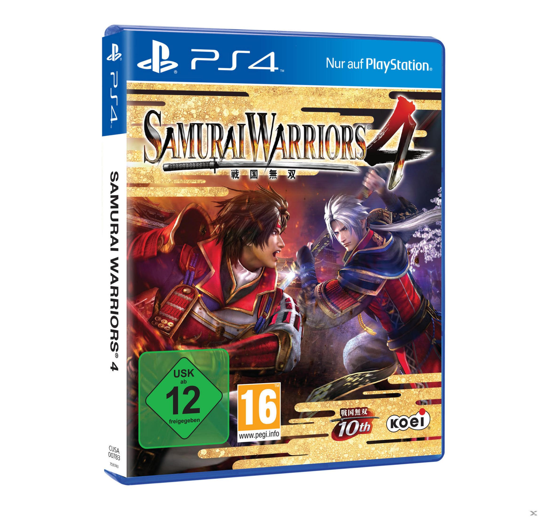Samurai Warriors 4-Spielbox. Zwei Männer in Rüstung stehen sich mit Schwertern gegenüber.
