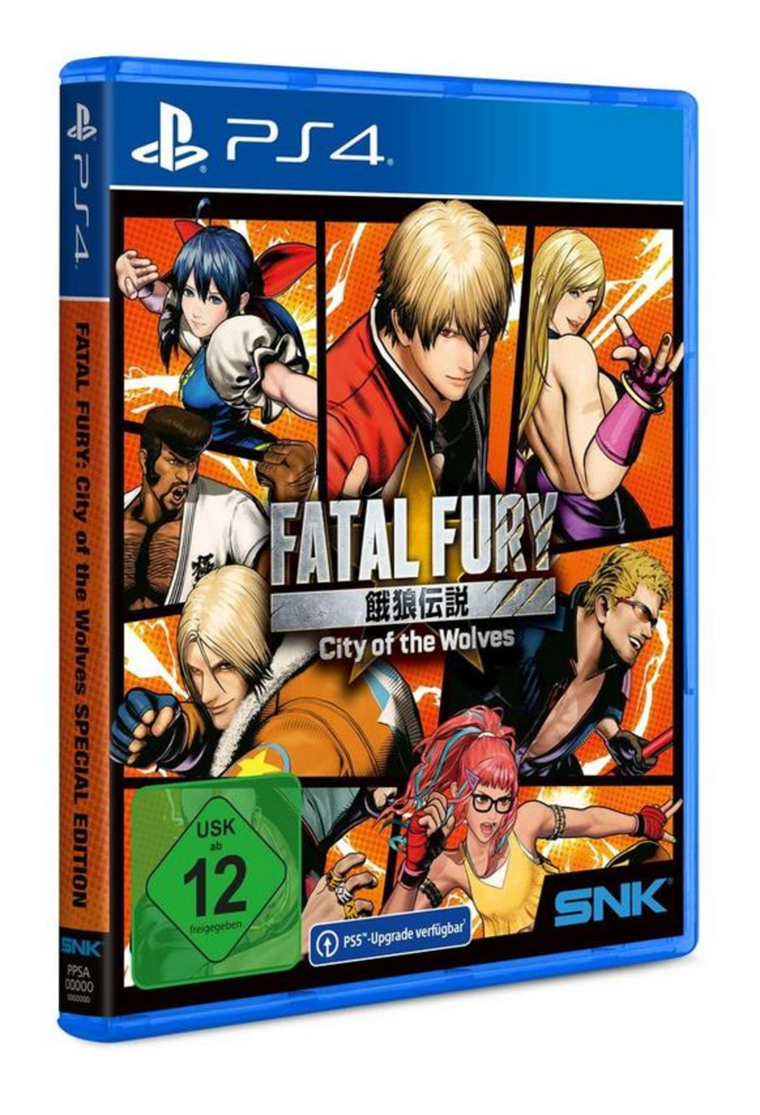 Spielcover: Charaktere aus Fatal Fury: City of the Wolves. Das Cover befindet sich auf einer PS4-Spielhülle.