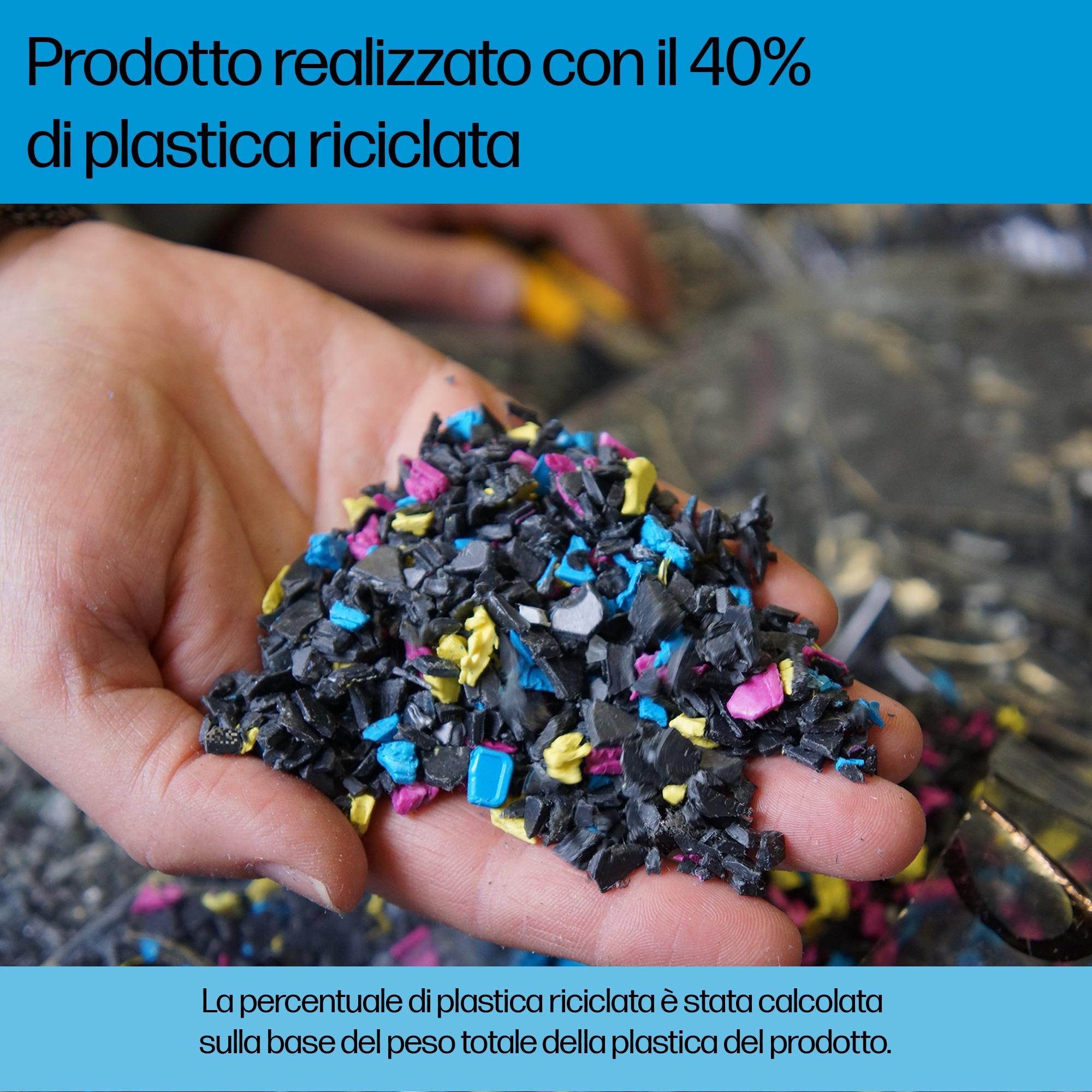Un primo piano di una mano che tiene in mano un mucchio di piccoli pezzi di plastica colorati.