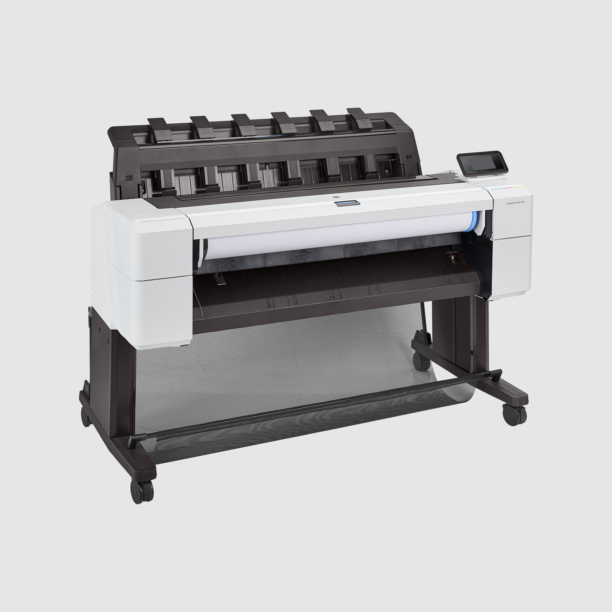 Obraz przedstawia białą drukarkę HP DesignJet T850 na białym tle.