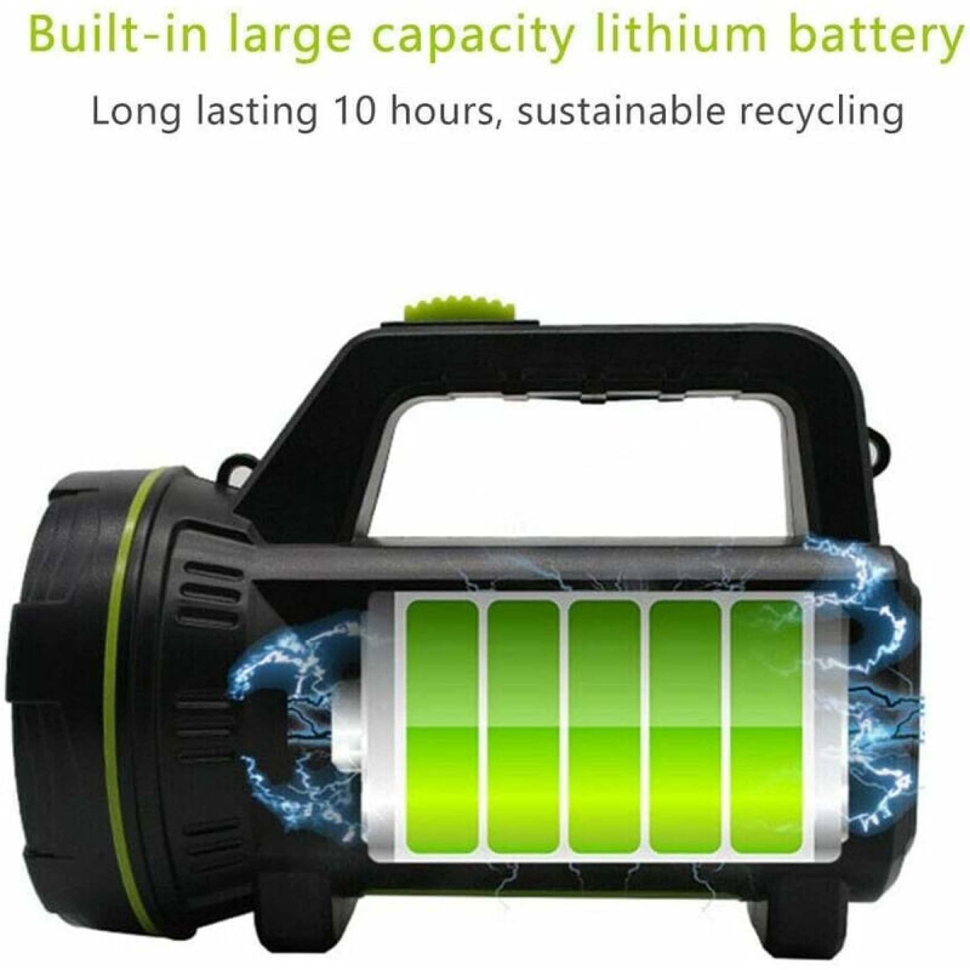 Nahaufnahme einer schwarz-grünen Taschenlampe, die ihr Batteriefach und Designdetails zeigt.