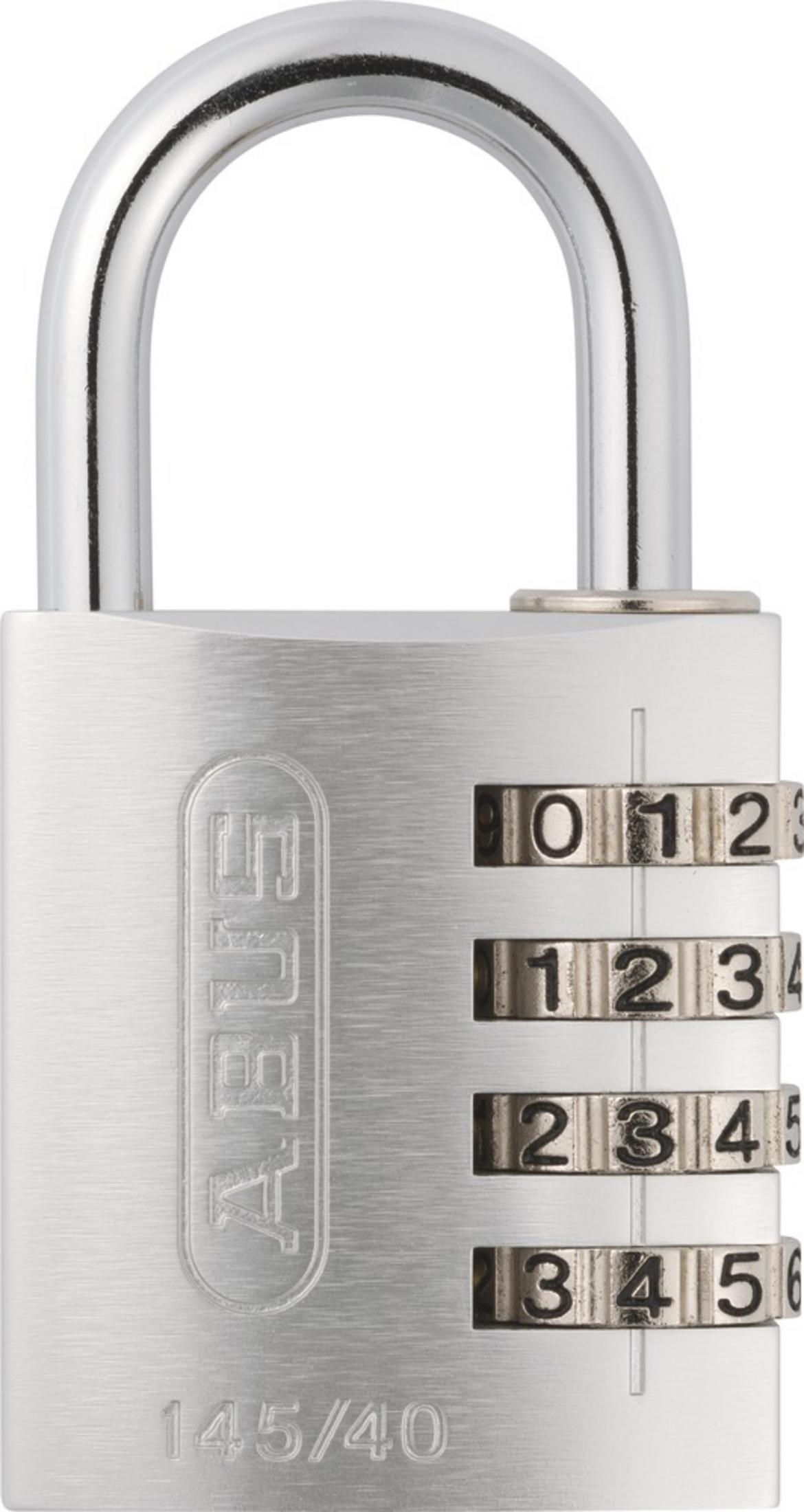 L'immagine presenta un lucchetto a combinazione argentato con quattro ghiere numeriche impostate su 0123.