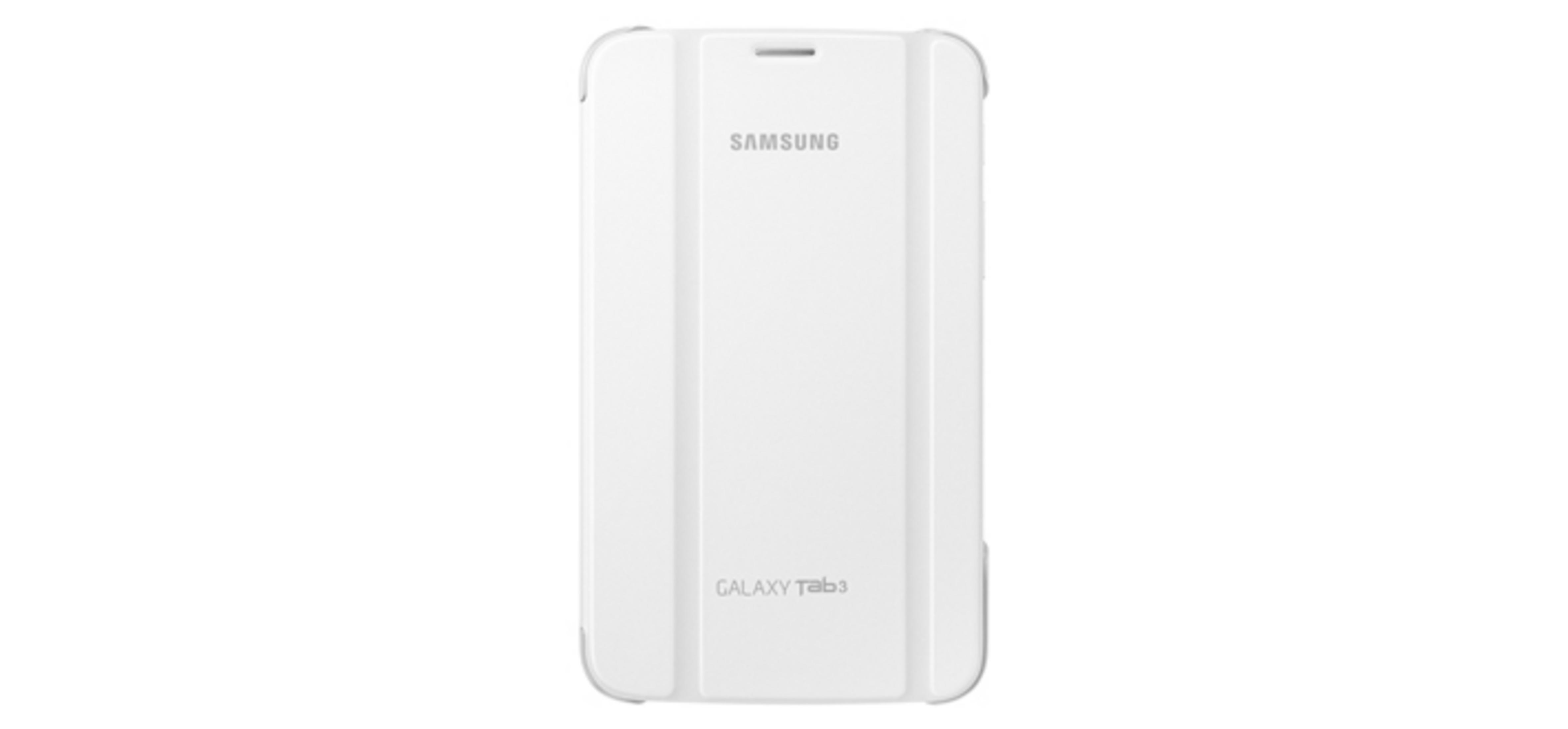 Una custodia bianca per Samsung Galaxy Tab 3. Il logo Samsung è in alto e 'Galaxy Tab3' in basso.