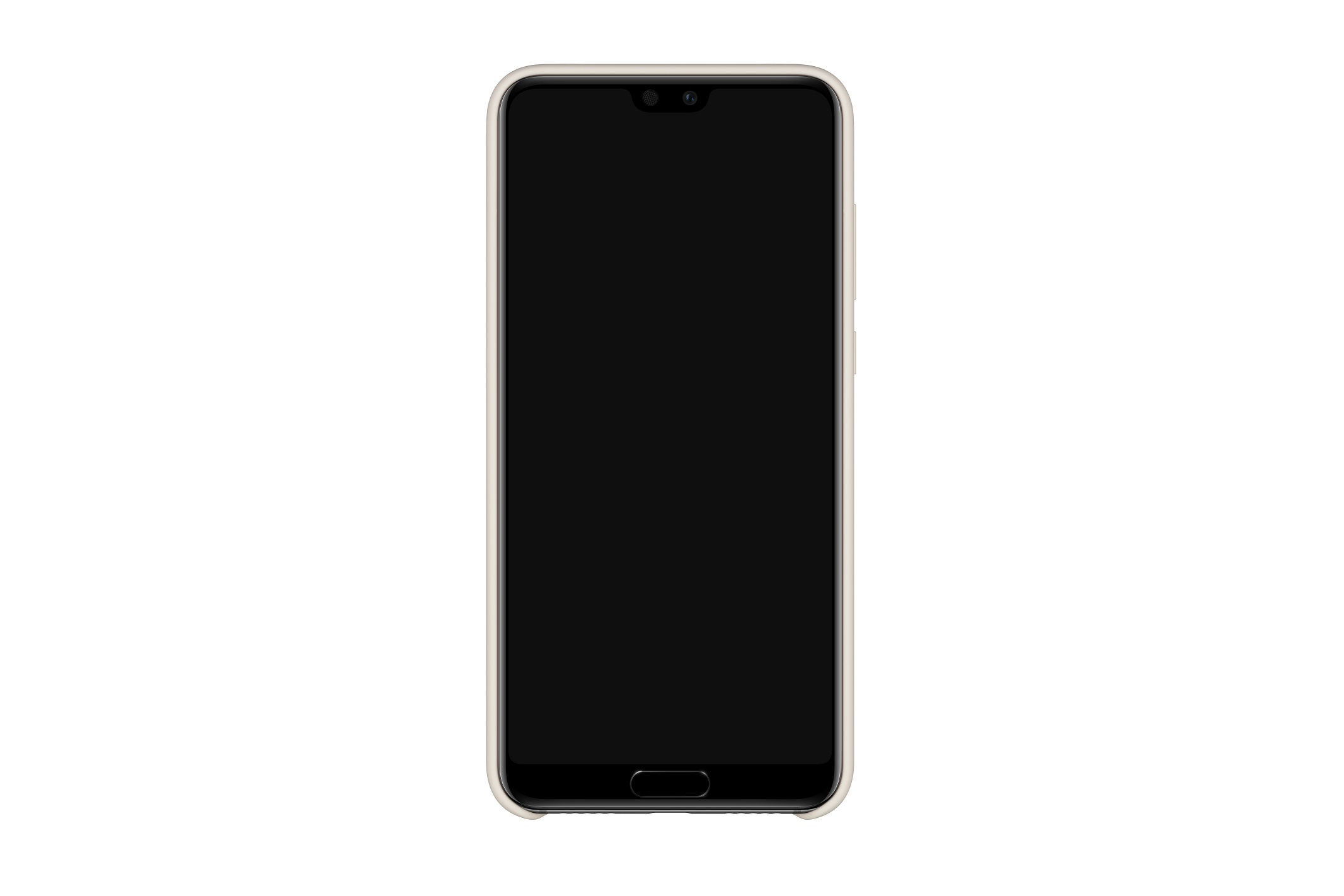 Ein Smartphone mit schwarzem Bildschirm wird vor einem weißen Hintergrund angezeigt.