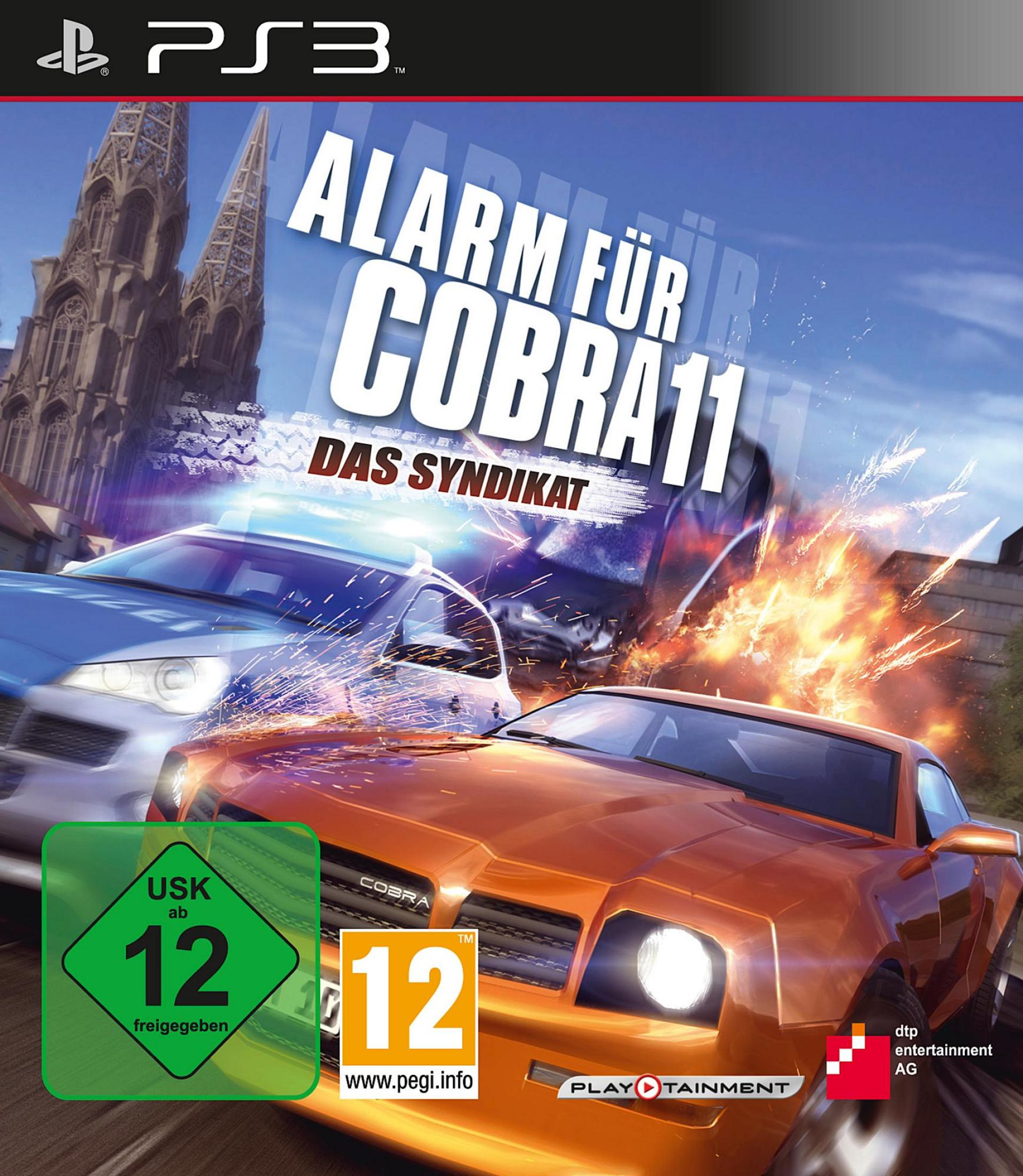 Spielcover von „Alarm für Cobra 11“ mit Autos und einer Explosion.