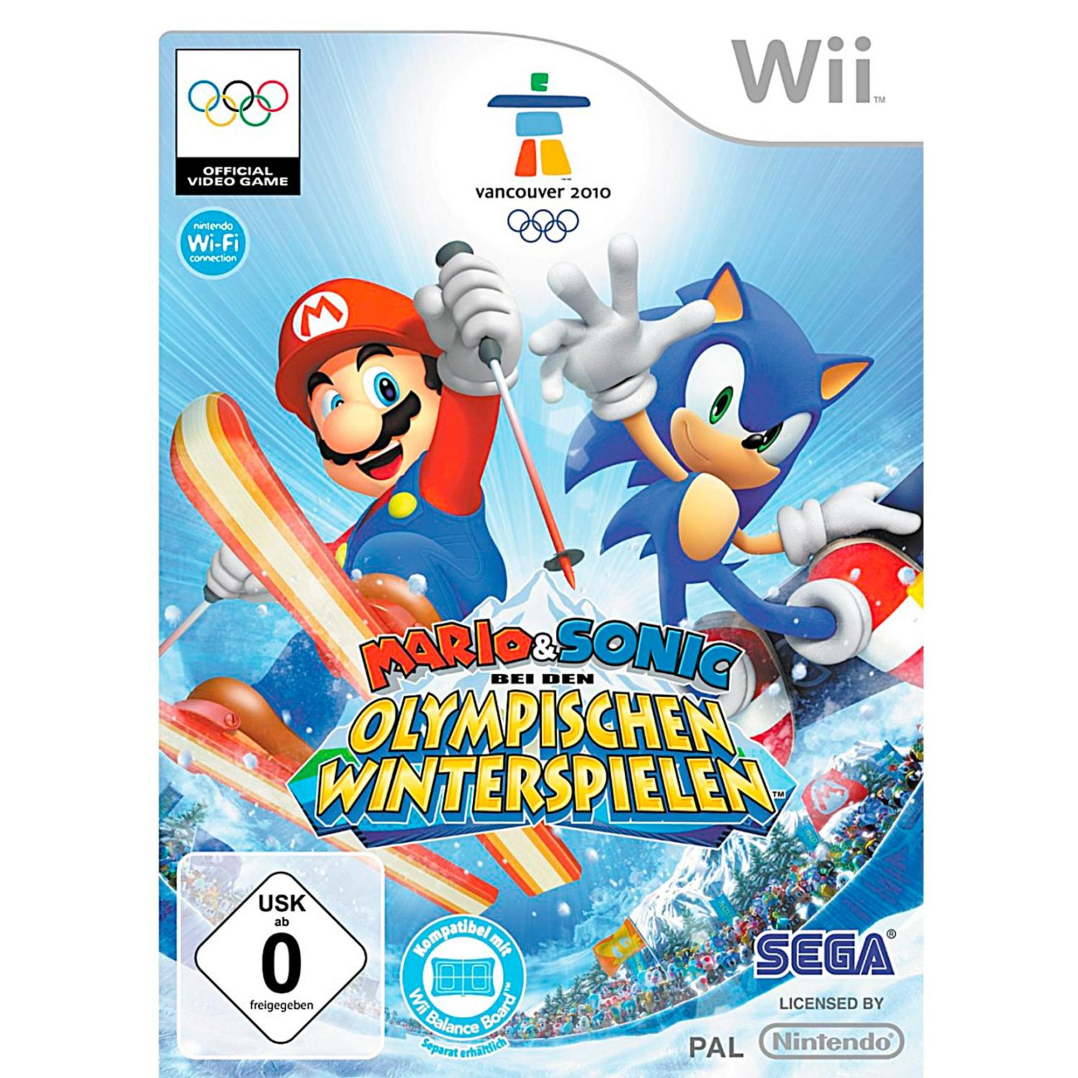 Ein Videospiel-Cover mit Mario und Sonic bei den Olympischen Winterspielen.