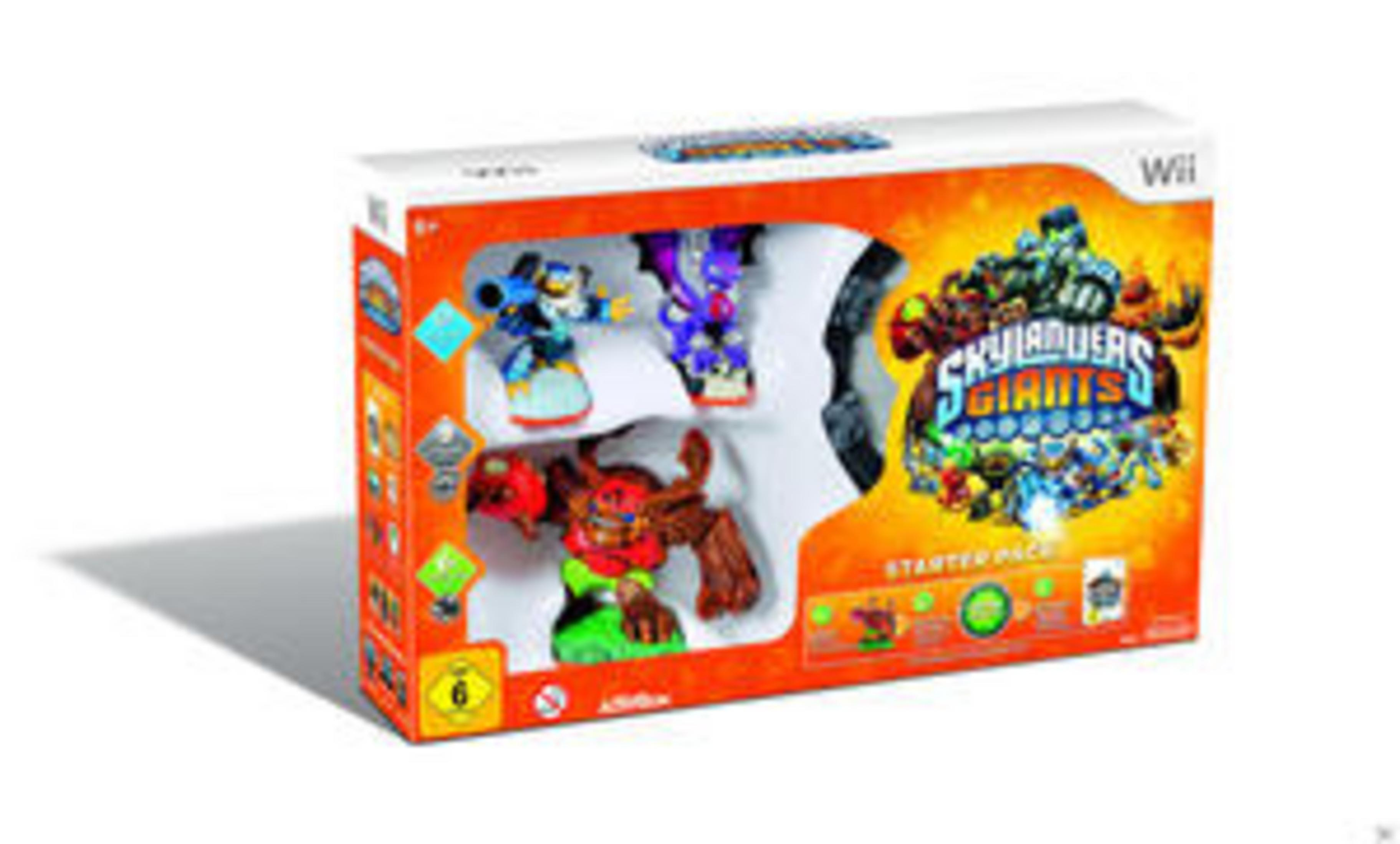 Skylanders Giants Starter Pack für Wii. Figuren in einer Box mit dem Spieltitel und Wii-Logo.