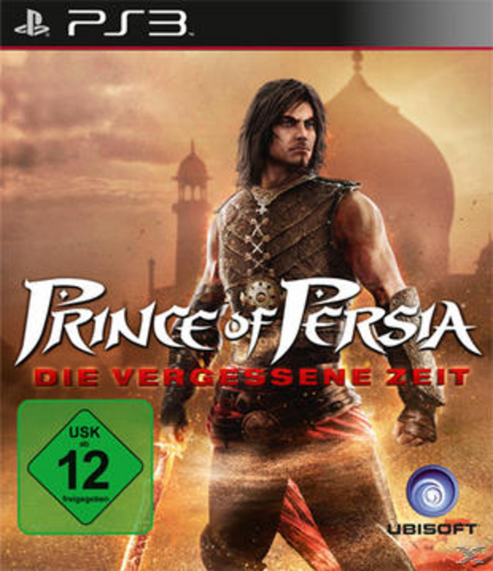 Spielcover: Prince of Persia. Ein Mann mit Schwert steht in einer wüstenähnlichen Gegend, mit einem Gebäude dahinter.
