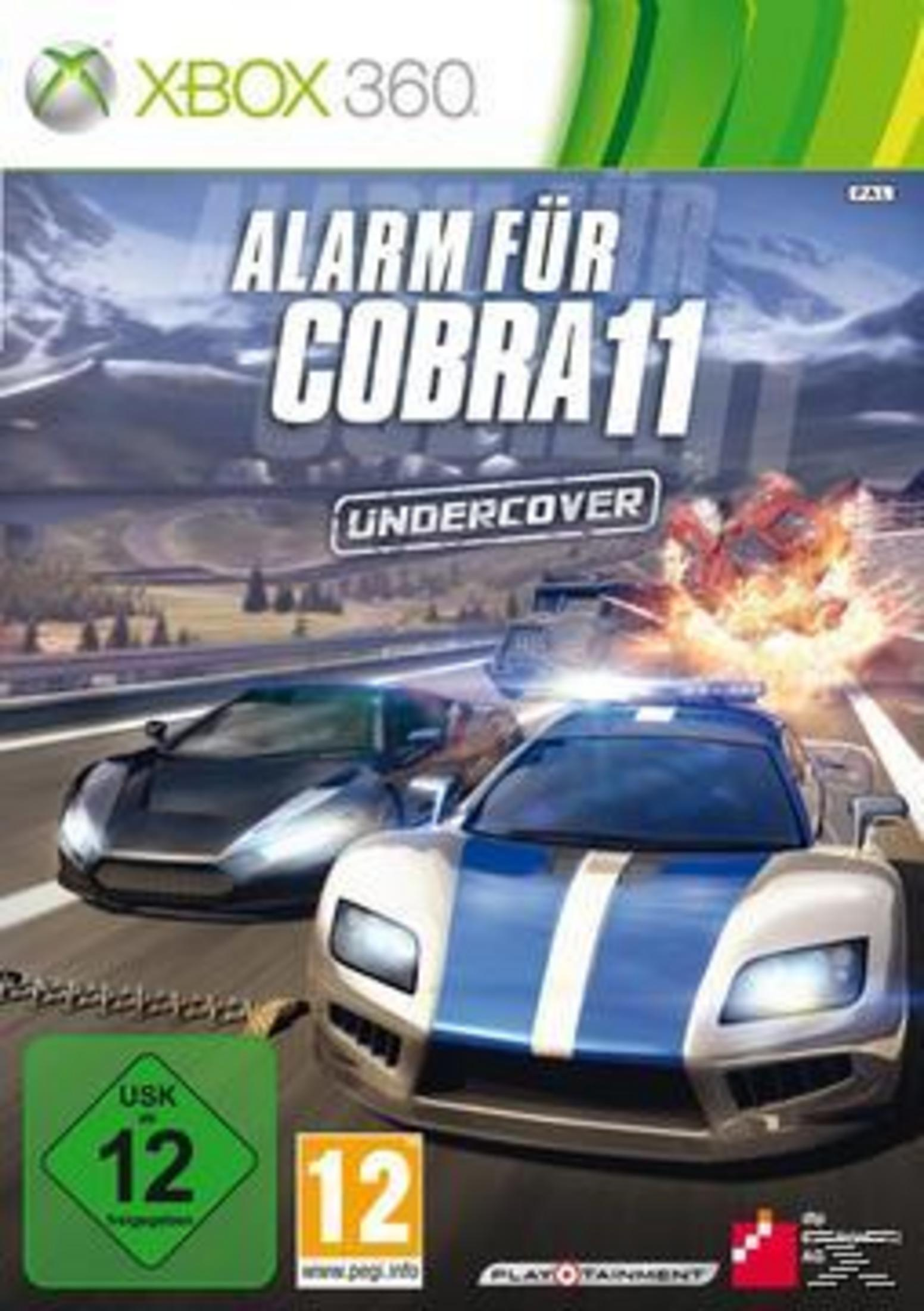 "Alarm für Cobra 11 Undercover"-Spielcover mit zwei Autos, die auf einer Straße rasen.