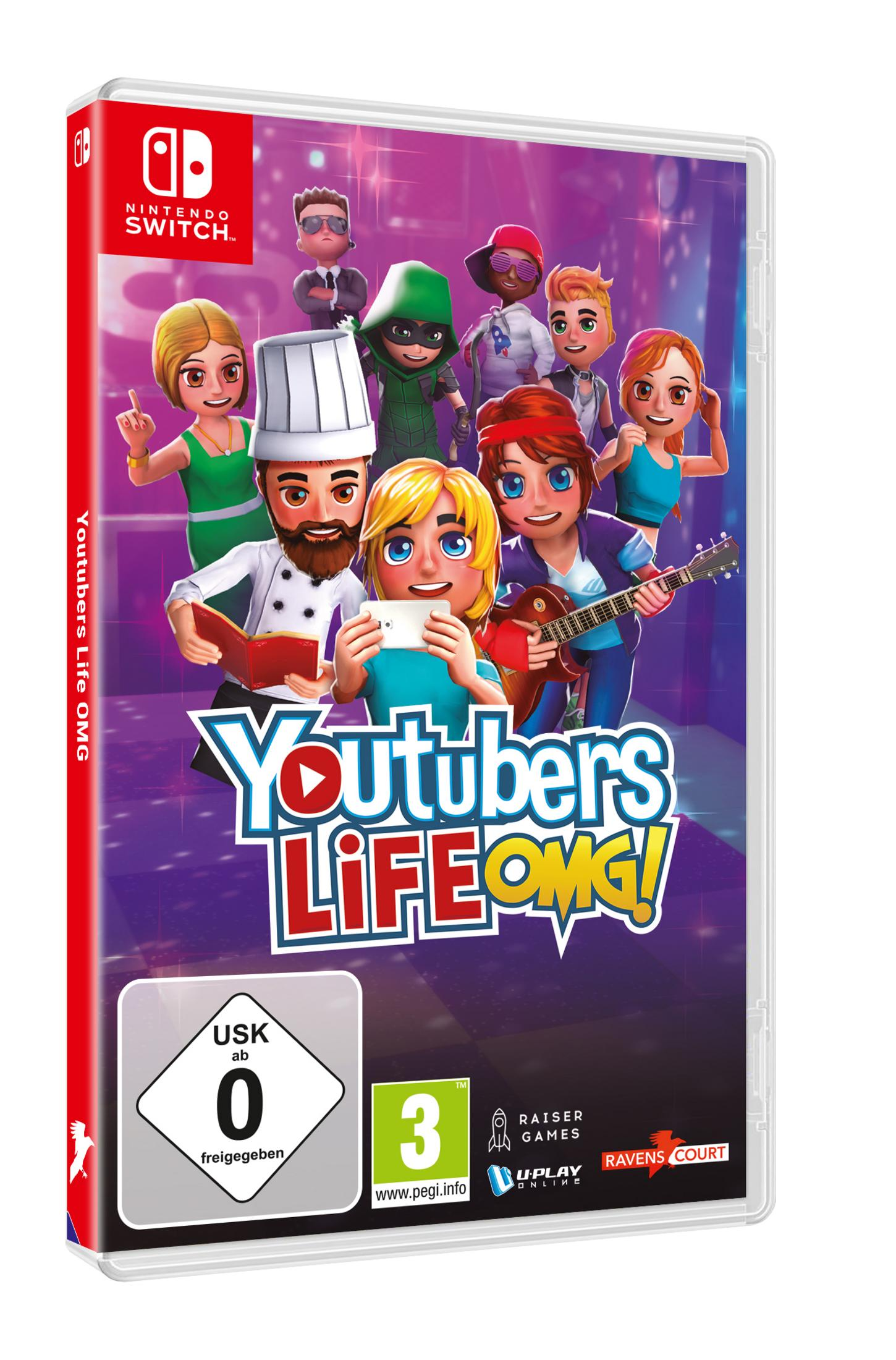 Youtubers Life OMG! Nintendo Switch-Spielhülle mit Comicfiguren und farbenfrohem Design.