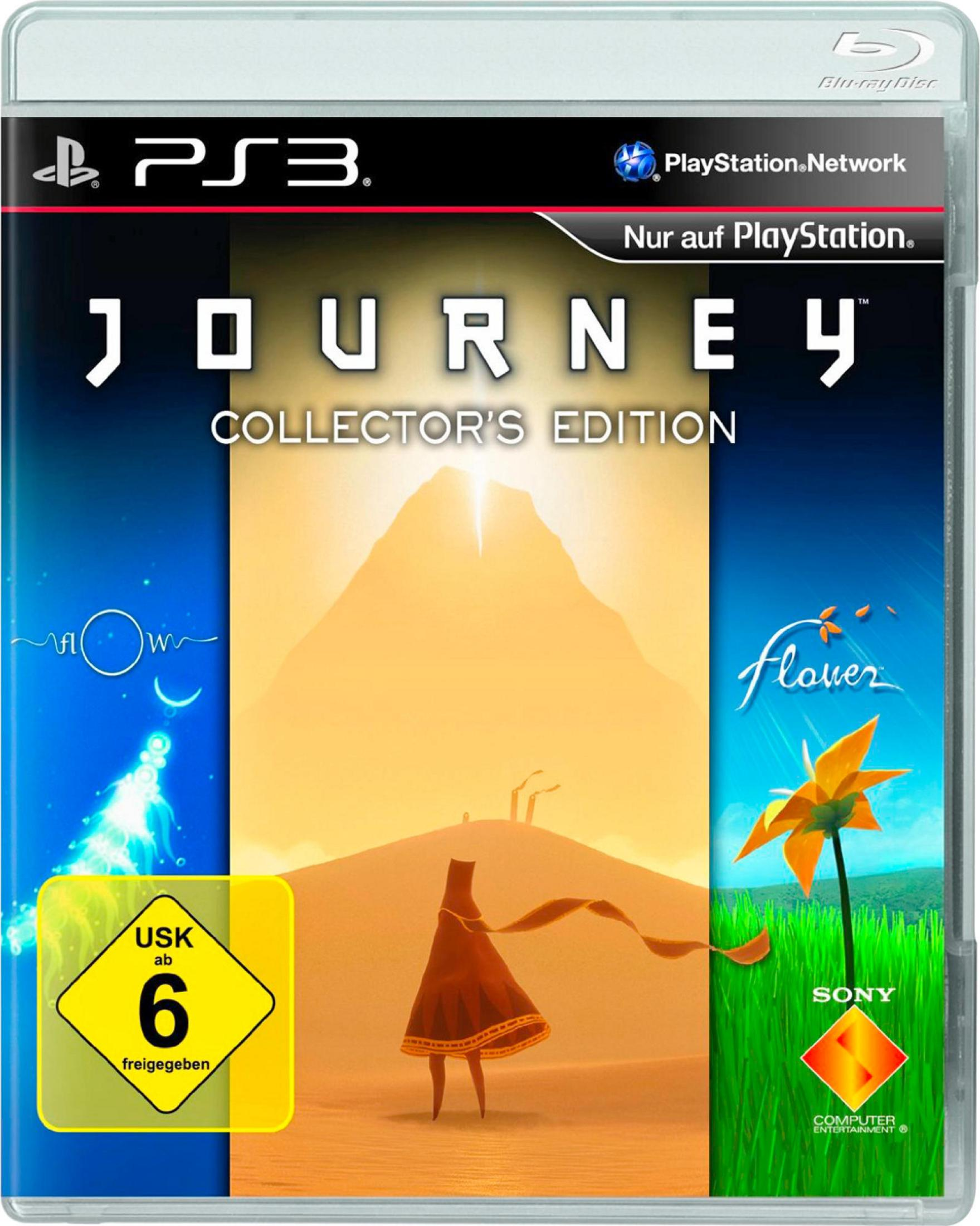 Journey Collector's Edition PS3-Spielcover mit Wüstenlandschaft und Robenfigur.